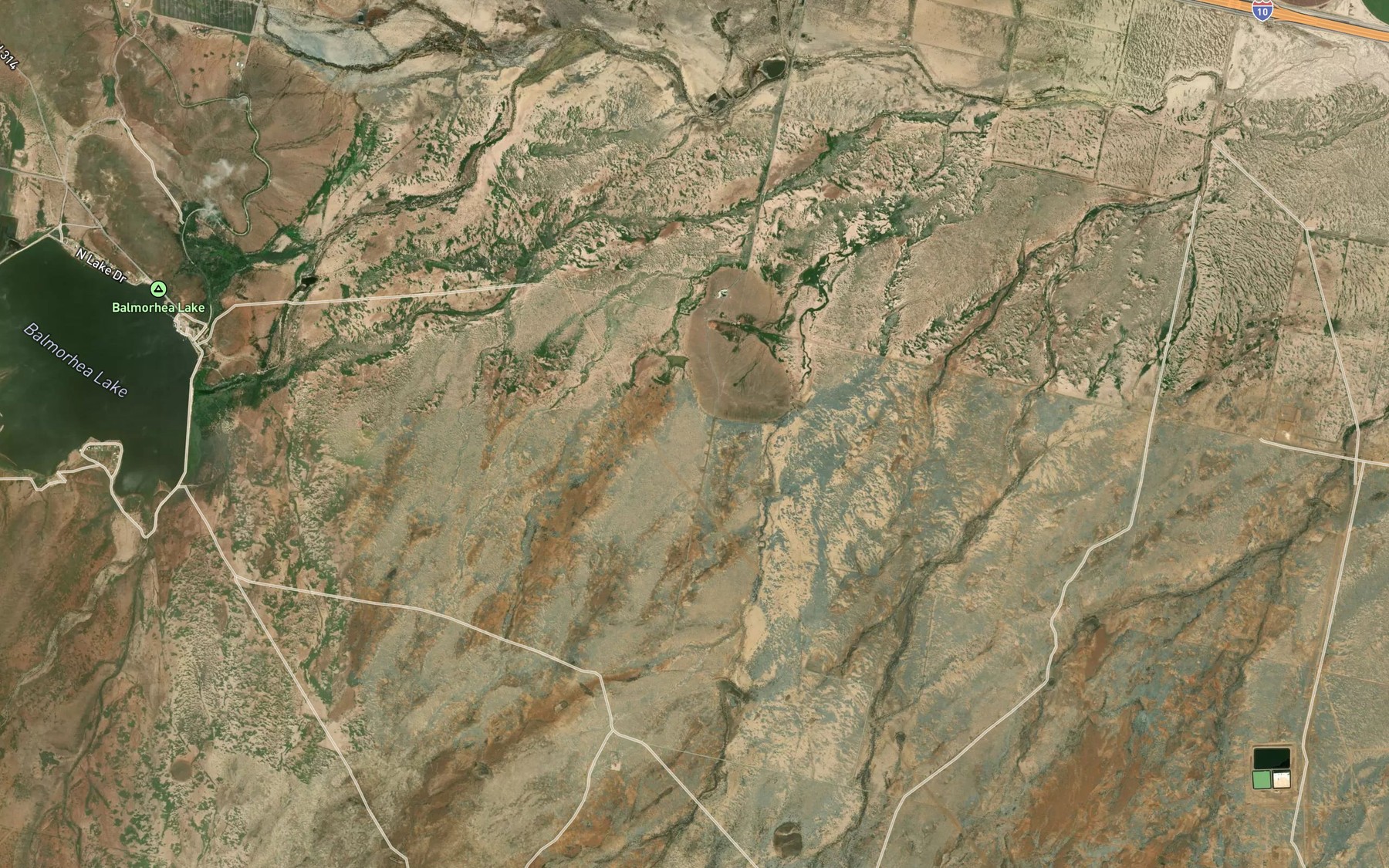 Satellite map of the Lake Balmorhea