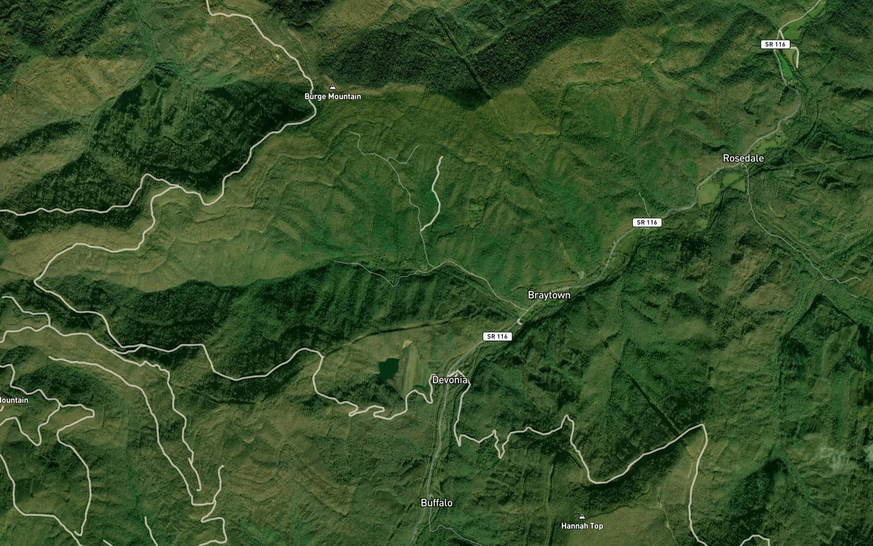 Satellite map of the Joe Branch