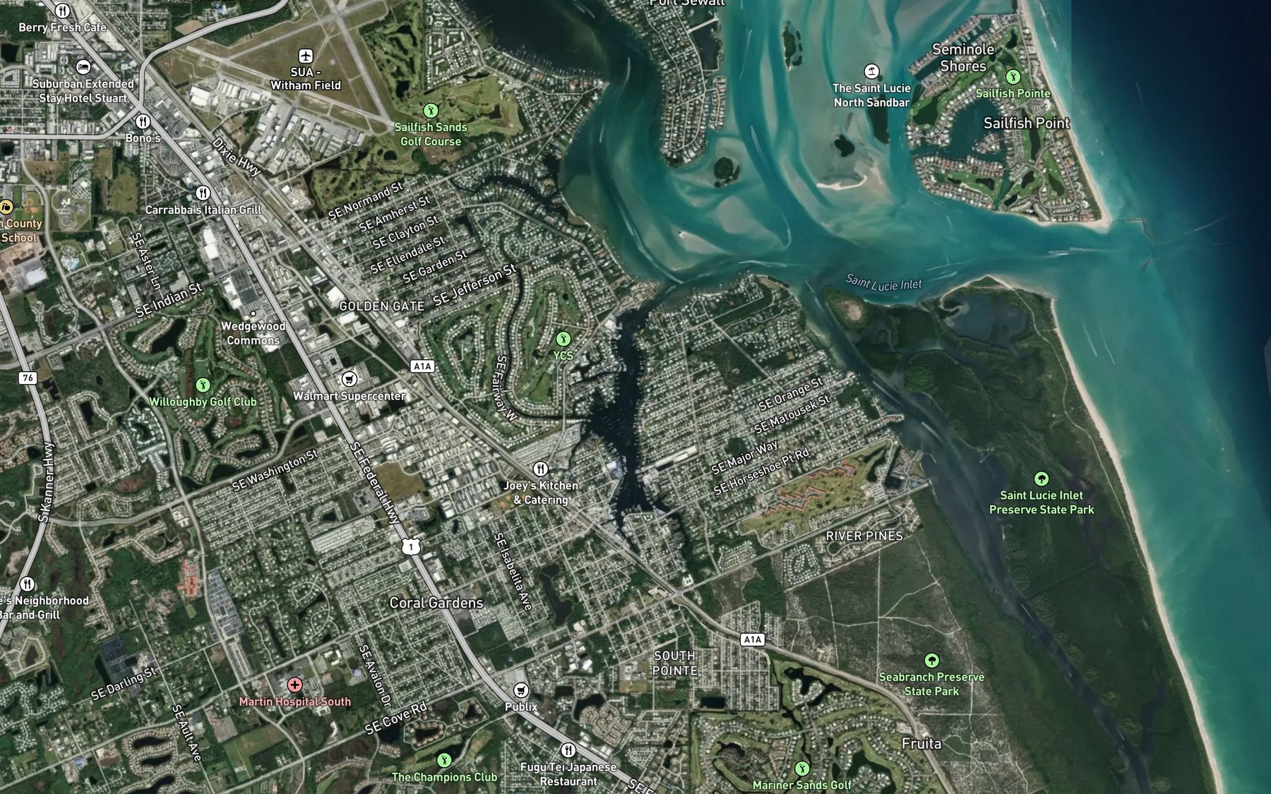 Satellite map of the Manatee Pocket