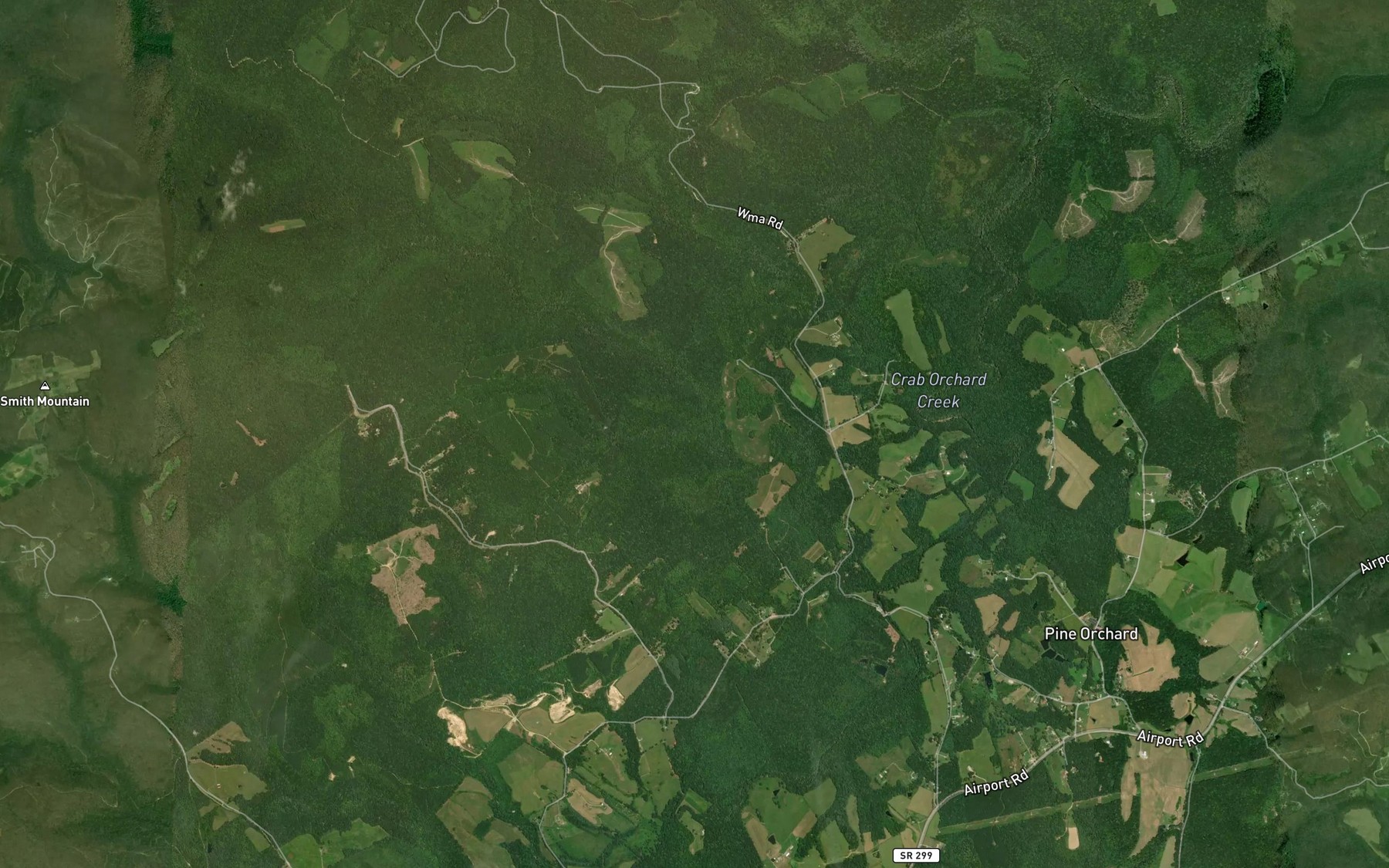 Satellite map of the Becky Branch