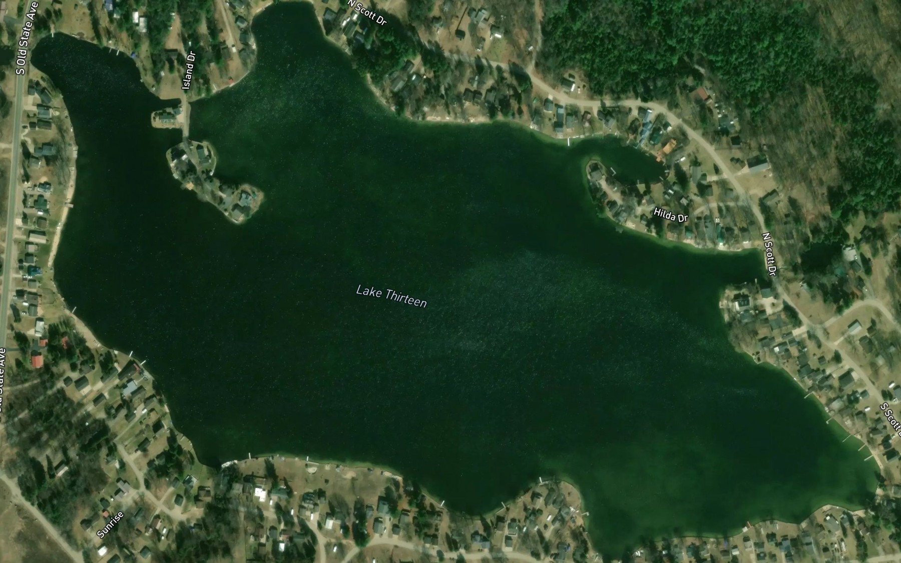 Satellite map of the Lake Thirteen