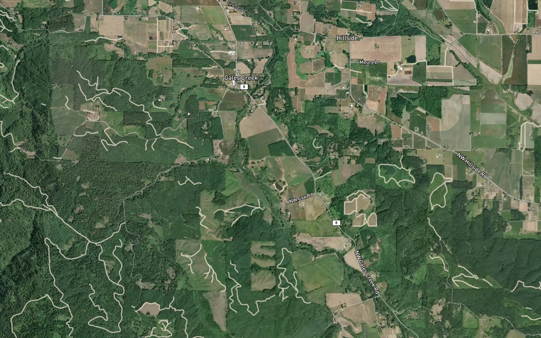 Satellite map of the Howell Reservoirs