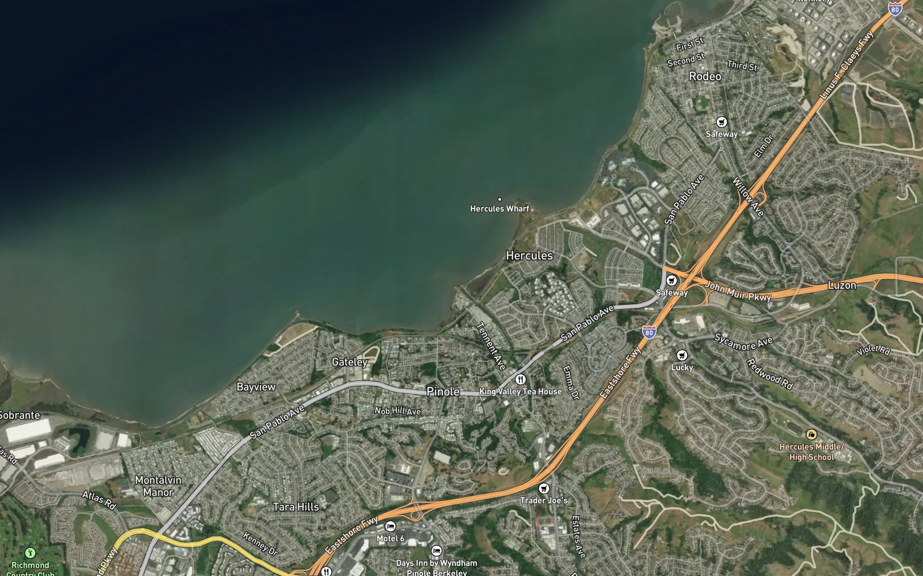 Satellite map of the Pinole Creek