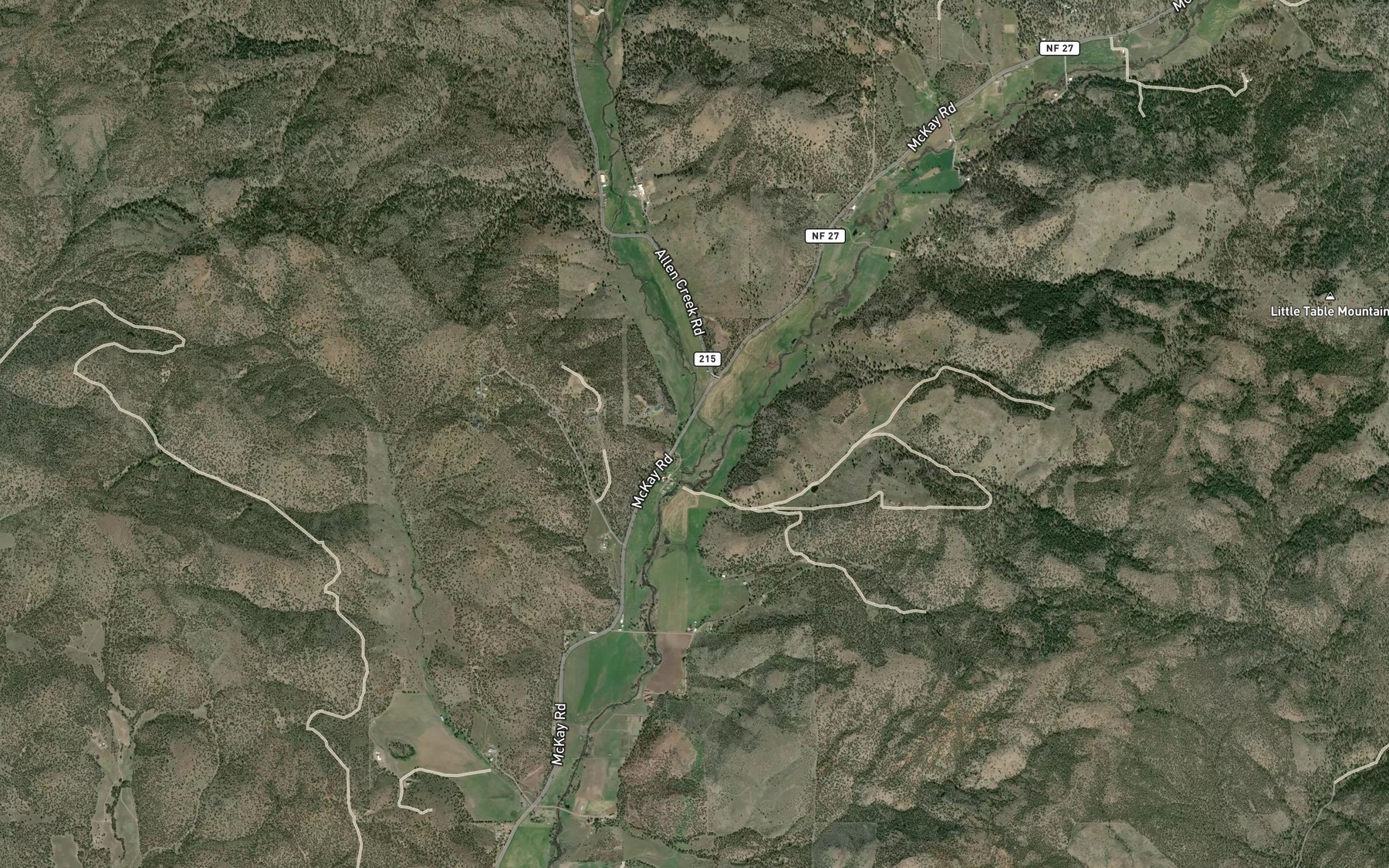 Satellite map of the Allen Creek