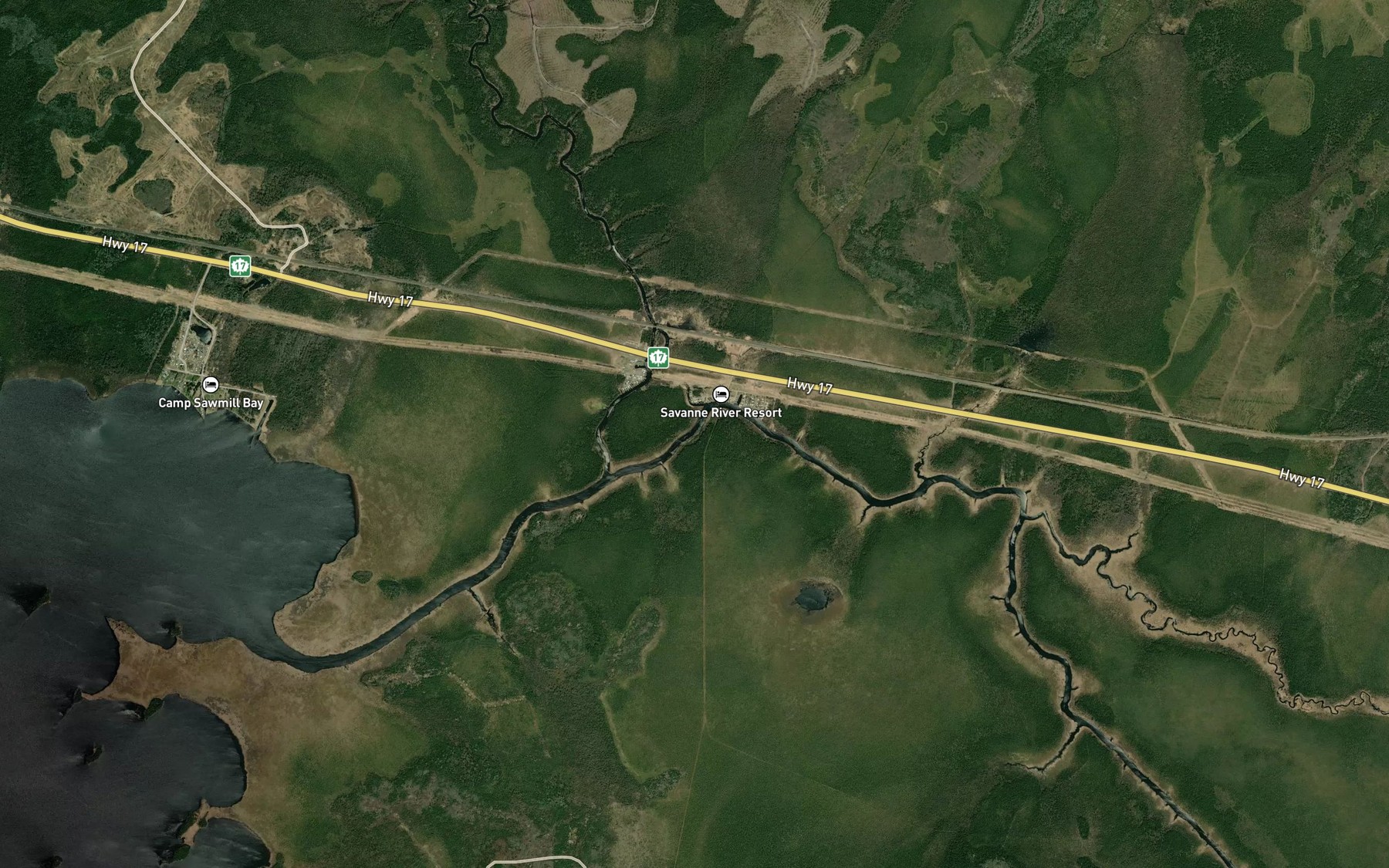 Satellite map of the Little Savanne River