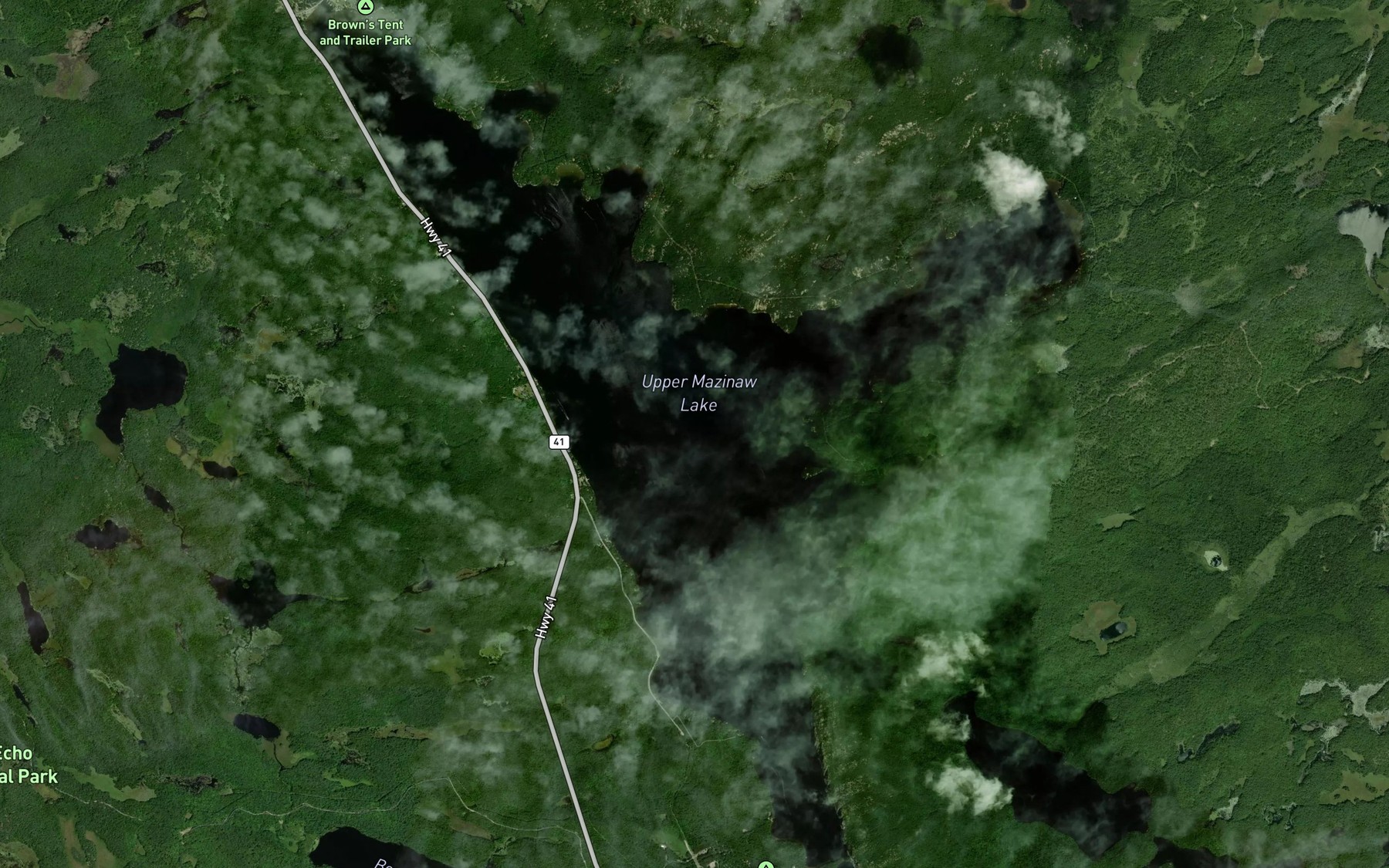 Satellite map of the Upper Mazinaw Lake