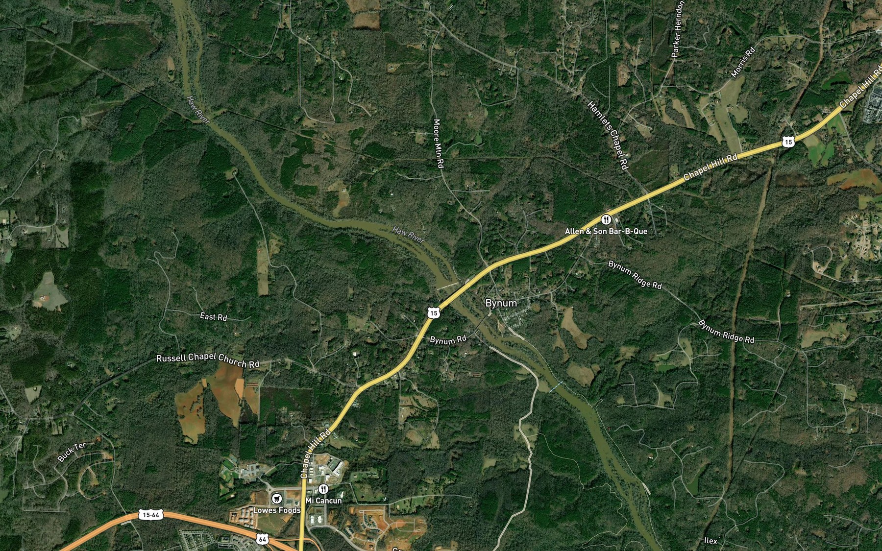 Satellite map of the Odell Pond
