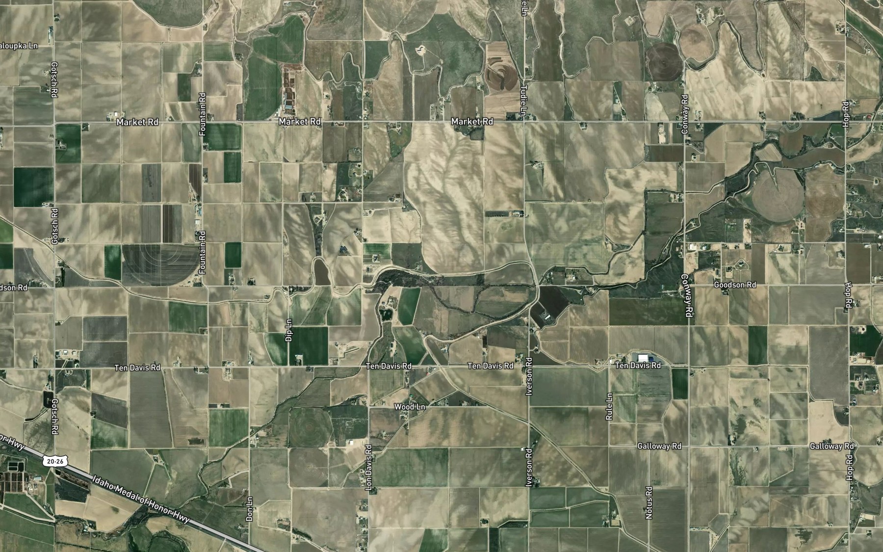 Satellite map of the Farmers Cooperative Sebree Canal