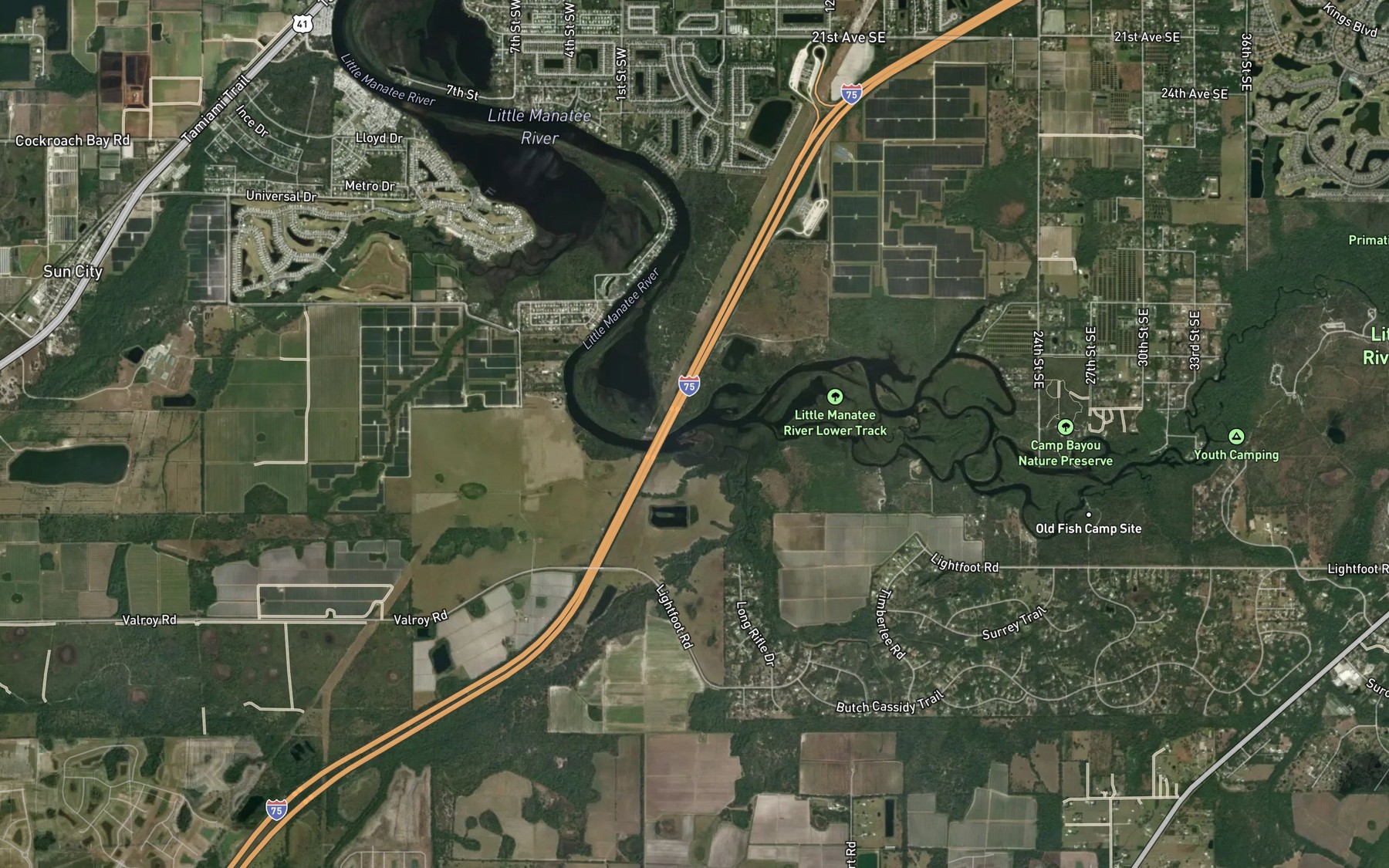 Satellite map of the Curiosity Creek