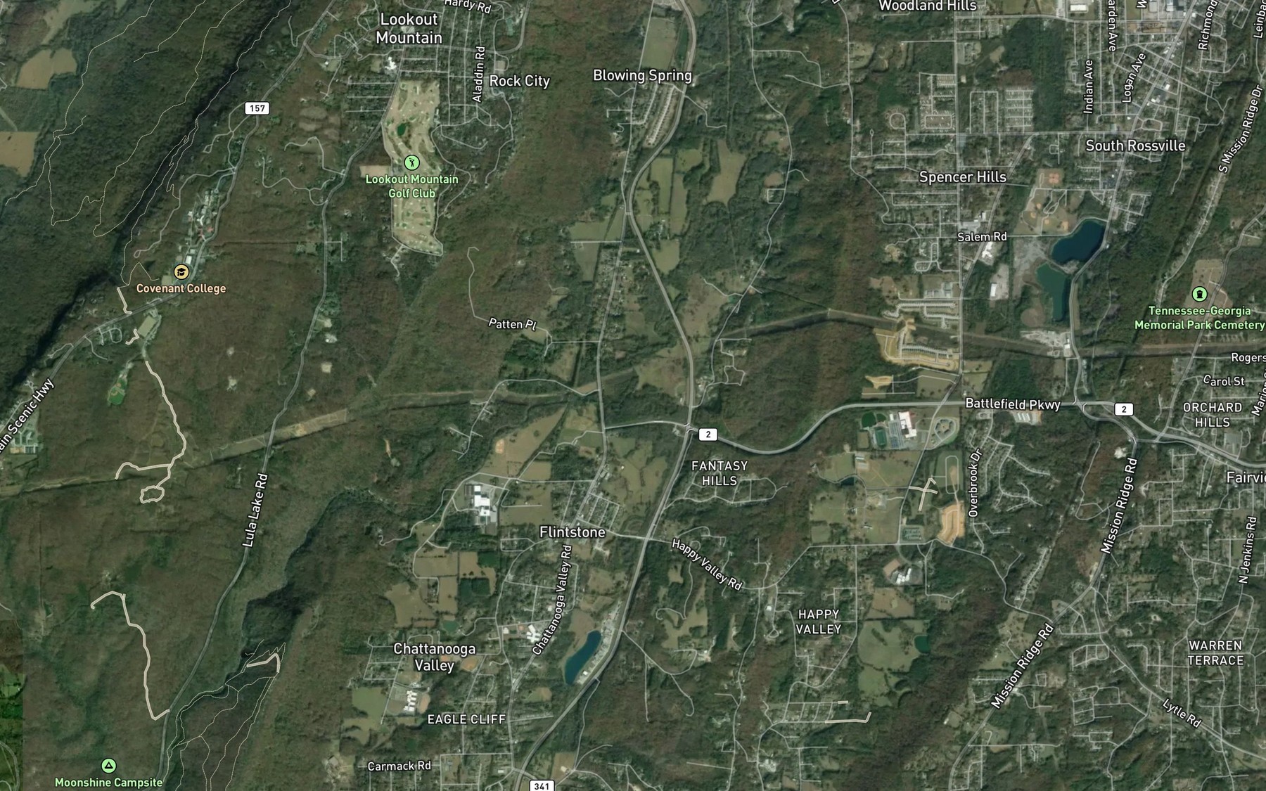 Satellite map of the Rock Creek