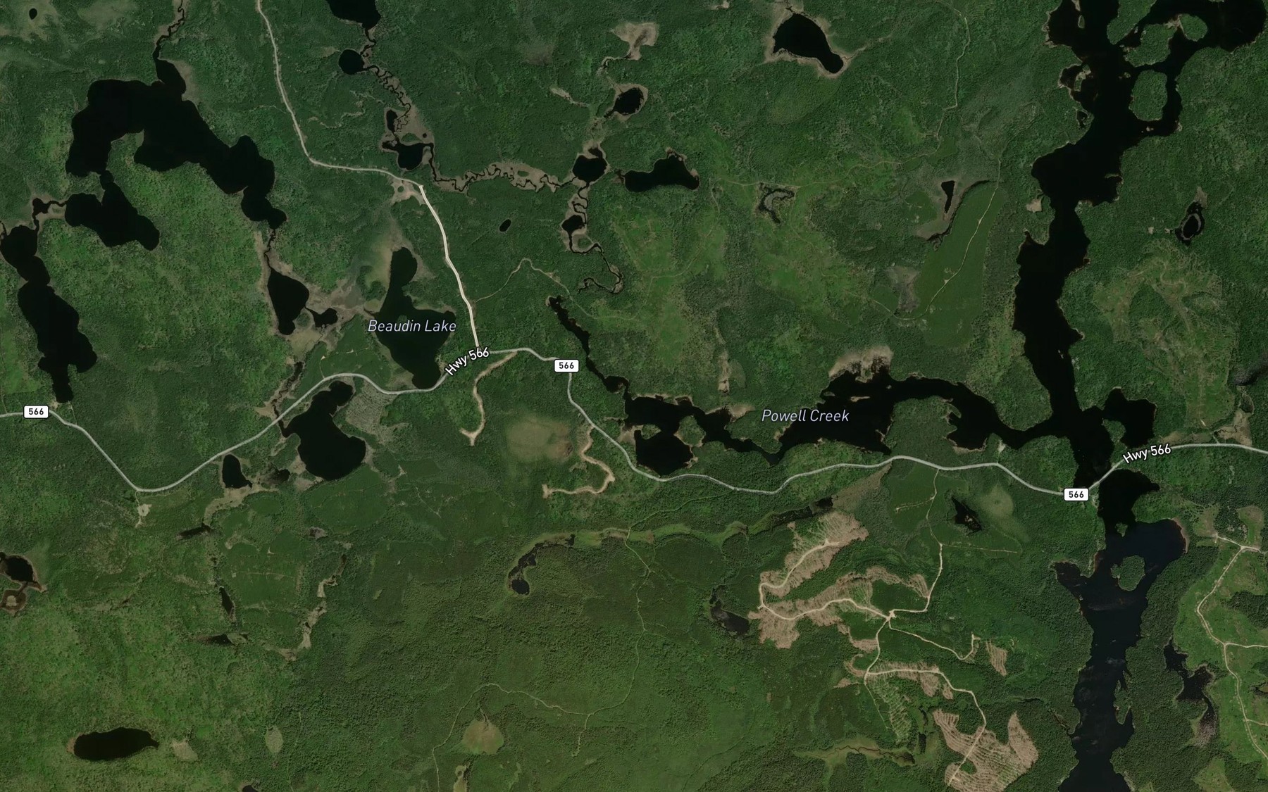 Satellite map of the Powell Creek