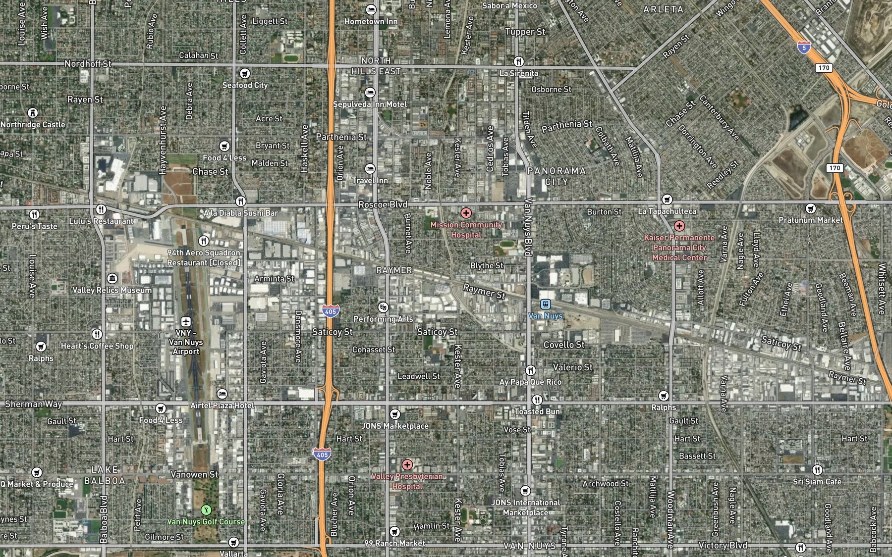 Satellite map of the Pacoima Wash
