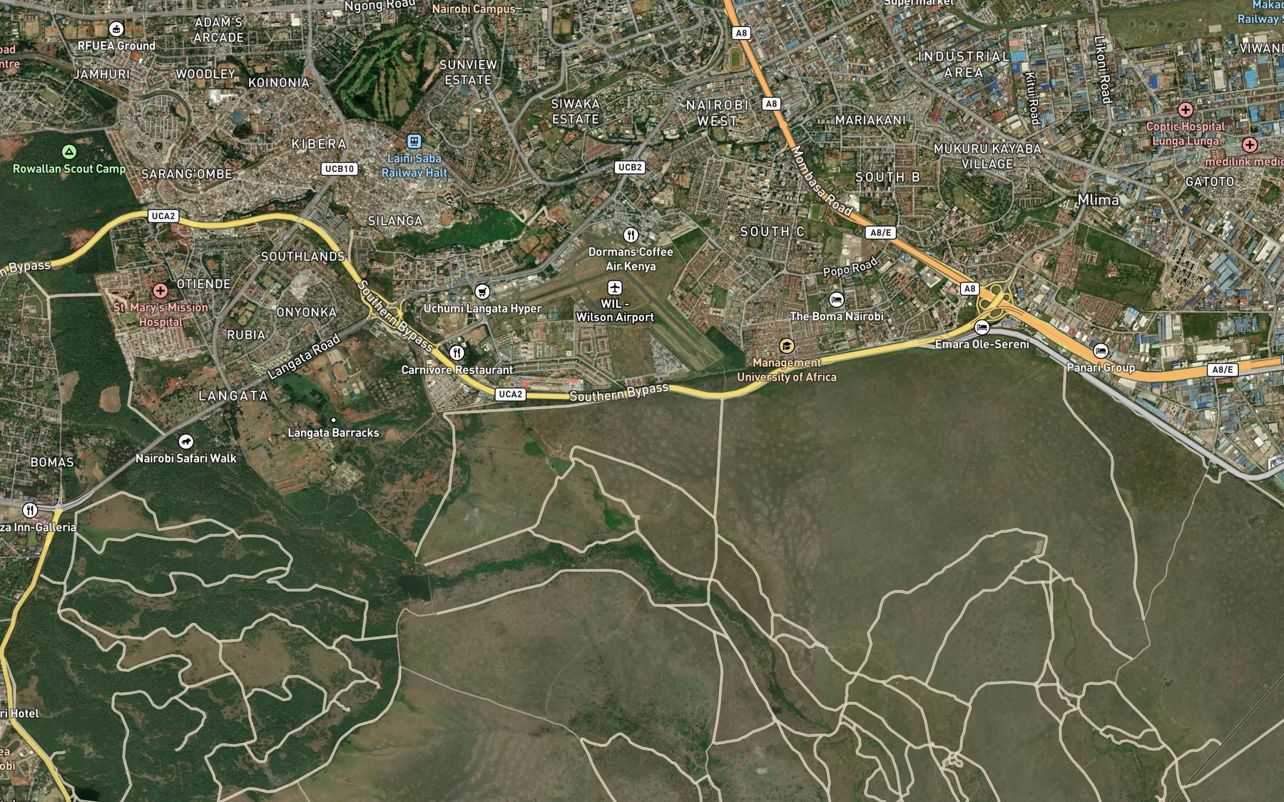 Satellite map of the Hyaena Dam