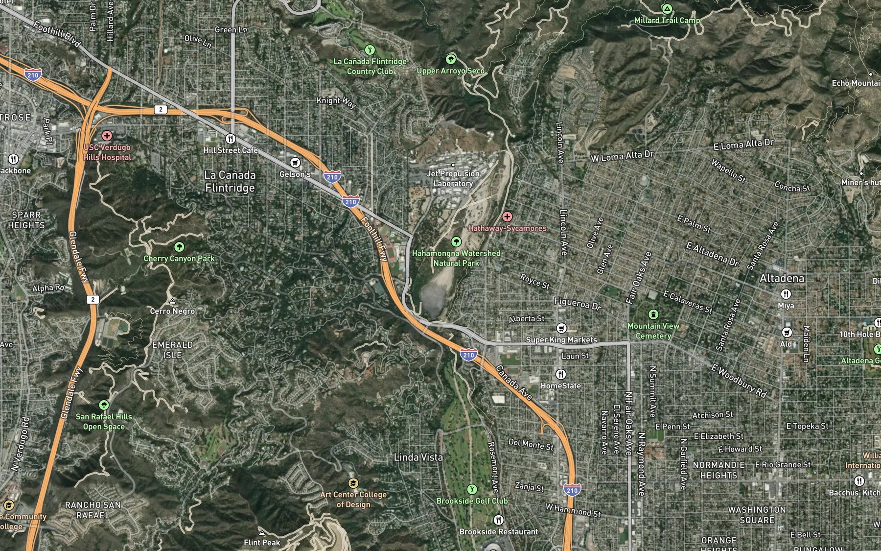 Satellite map of the Devils Gate Reservoir