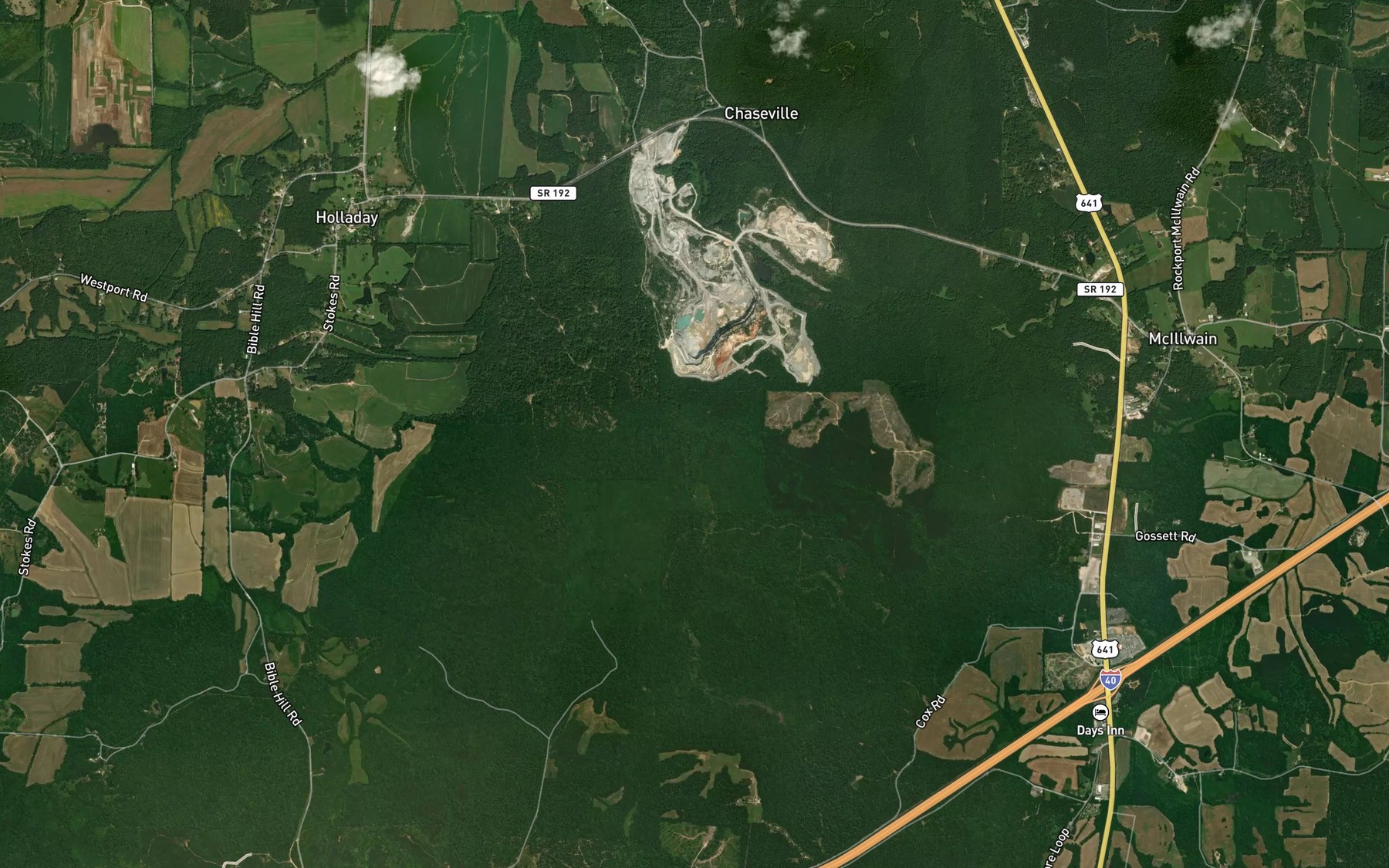 Satellite map of the Riley Branch