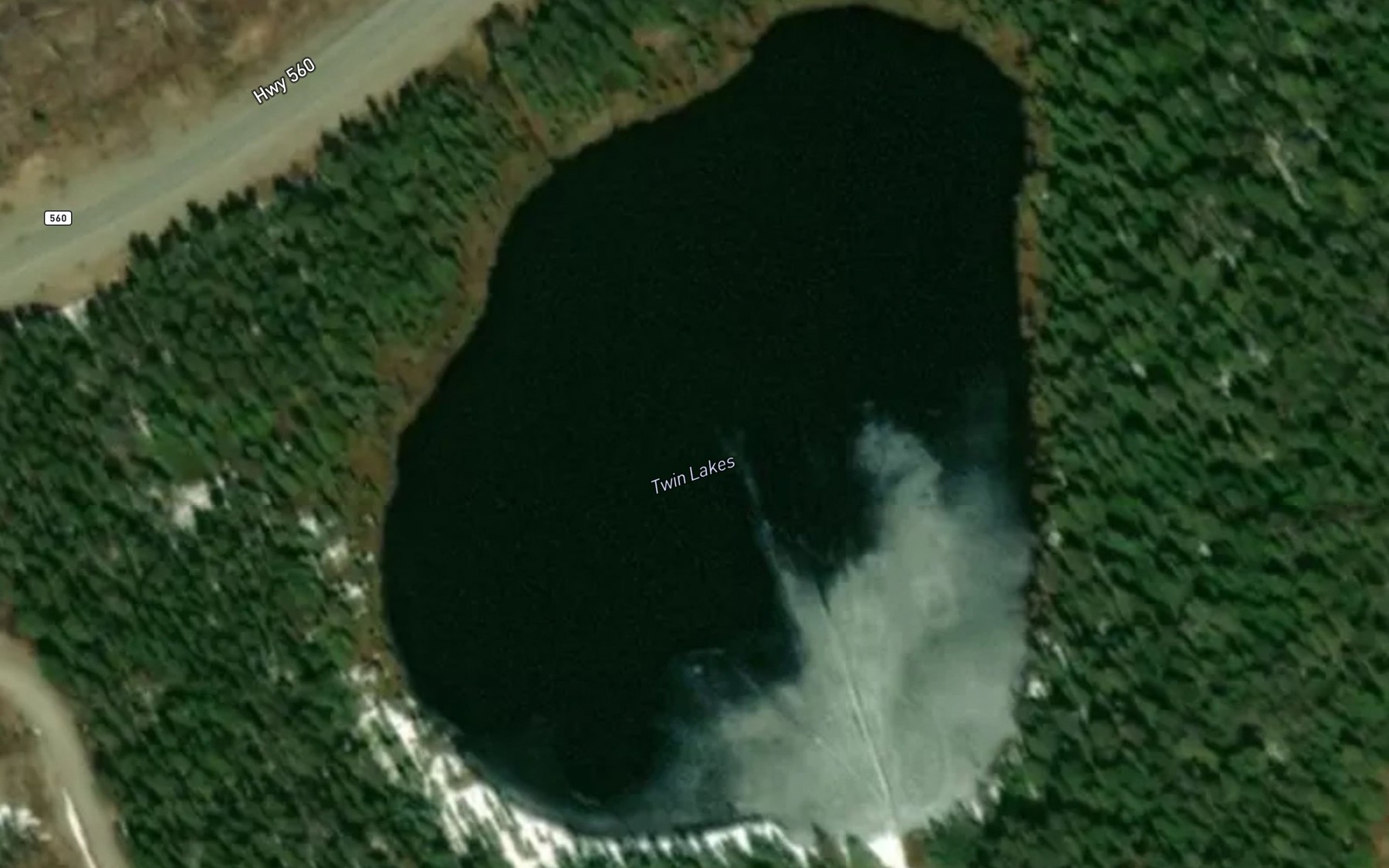 Satellite map of the Twin Lakes