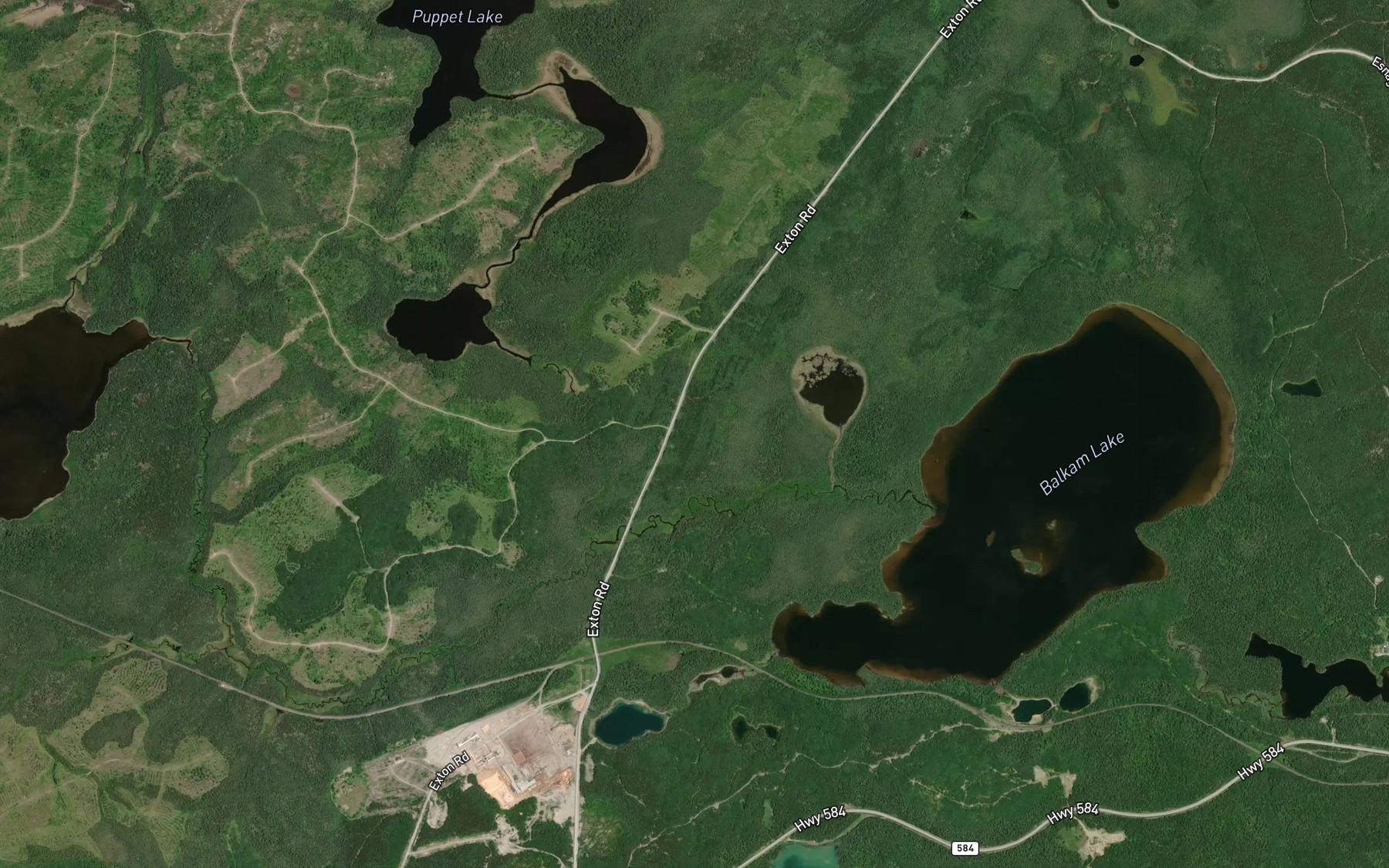 Satellite map of the Puppet Creek