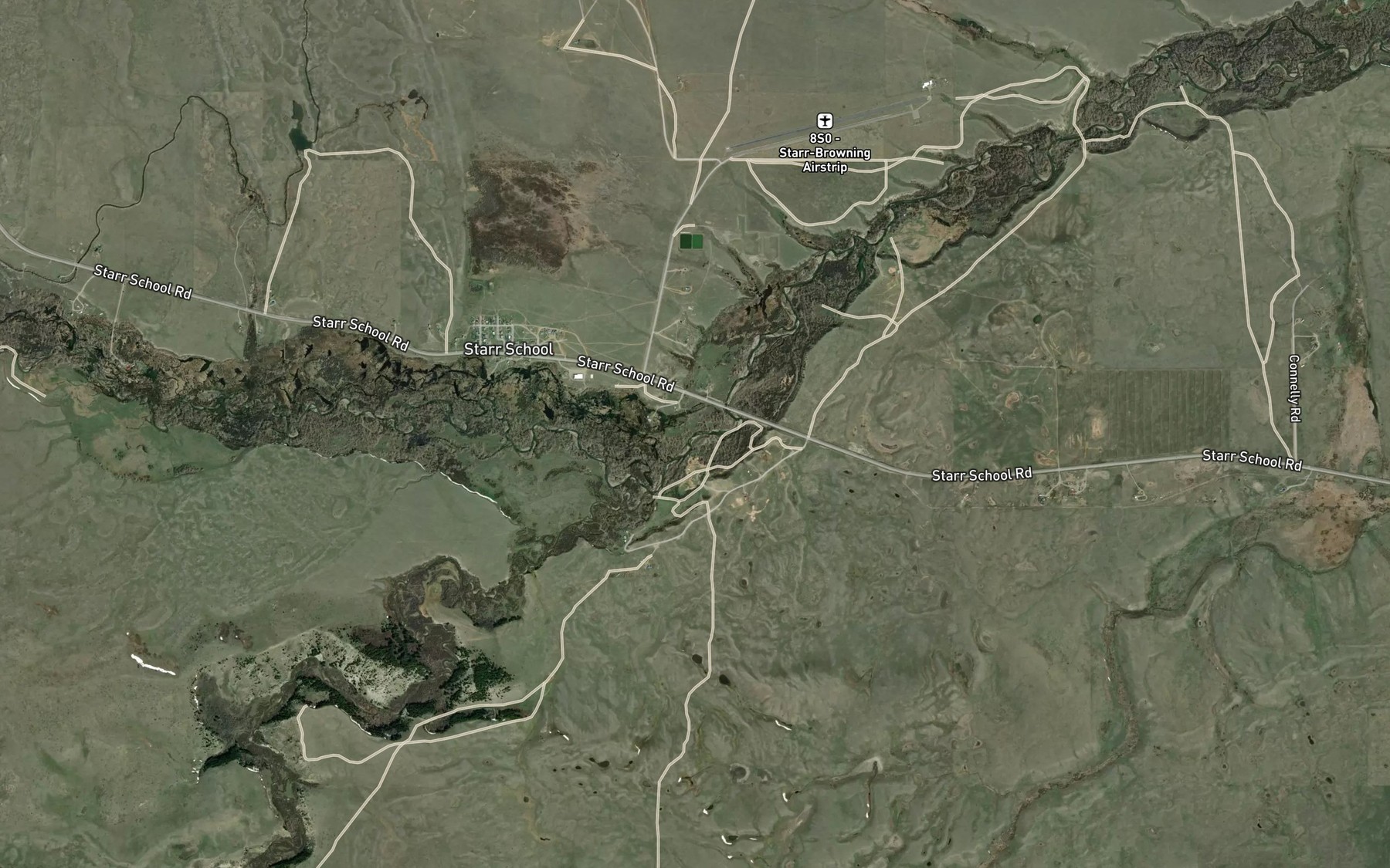 Satellite map of the North Fork Cut Bank Creek