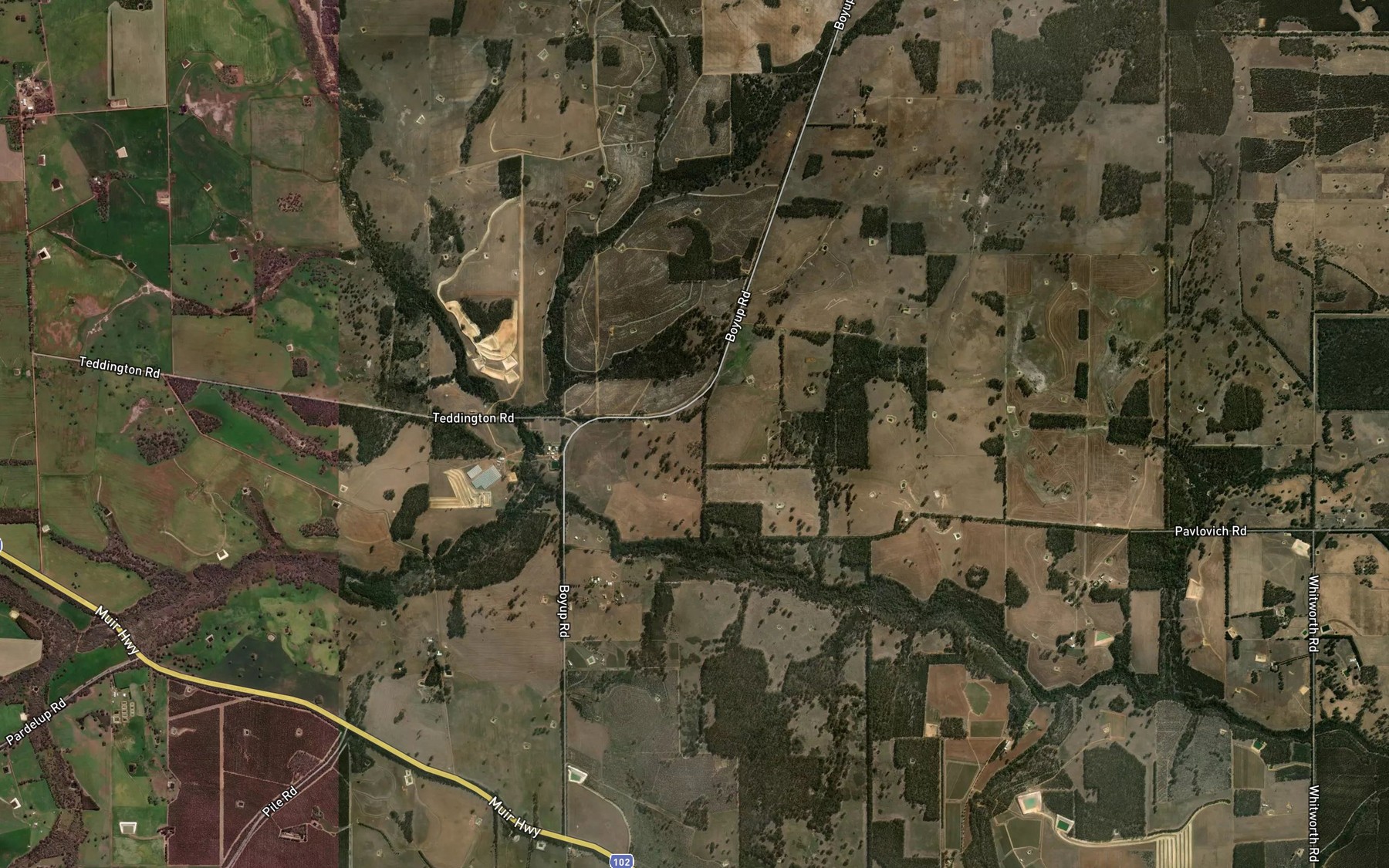 Satellite map of the Pay Creek