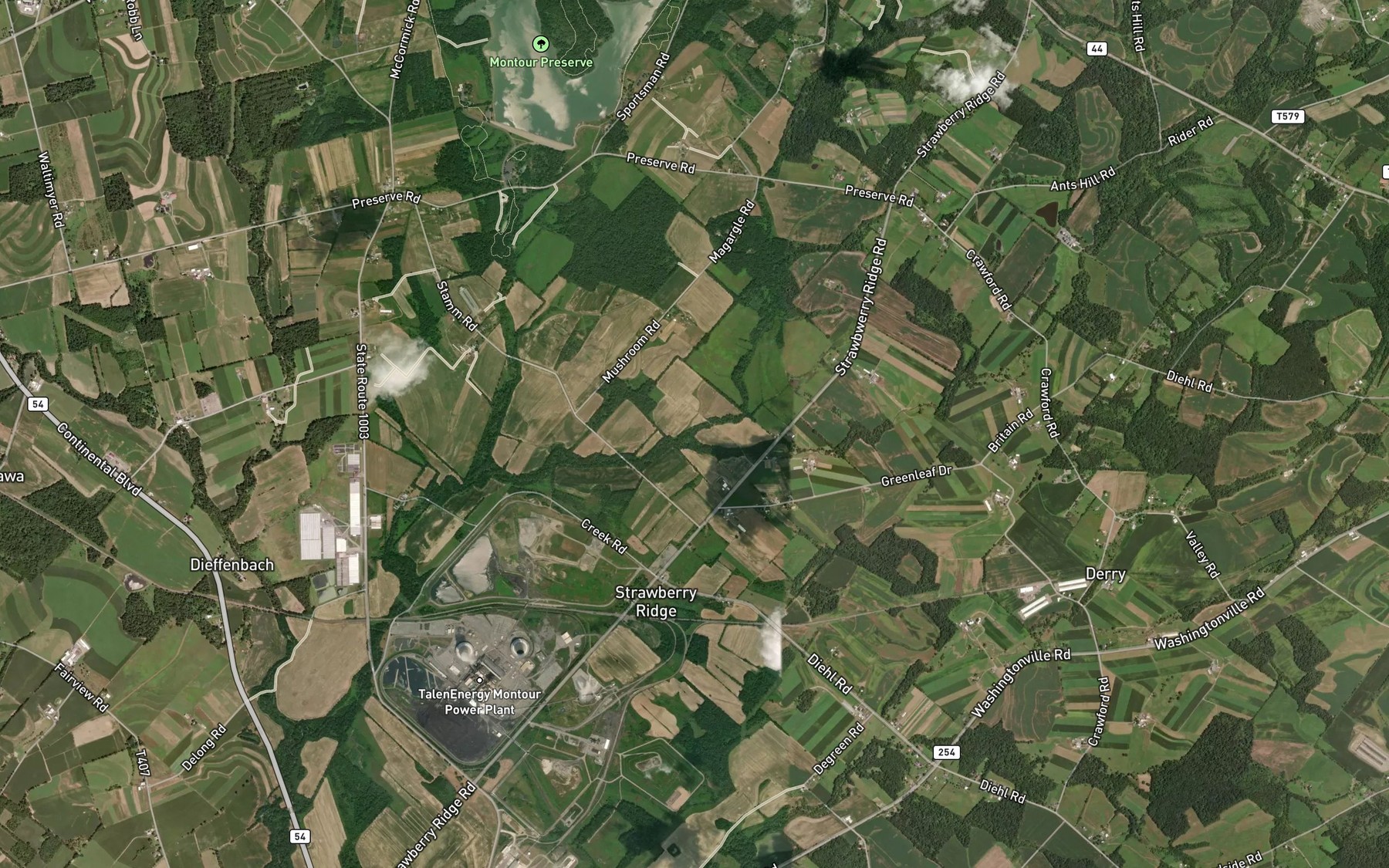 Satellite map of the White Hall Creek