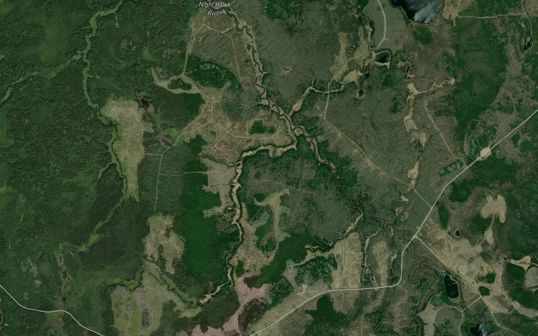 Satellite map of the West Night Hawk River