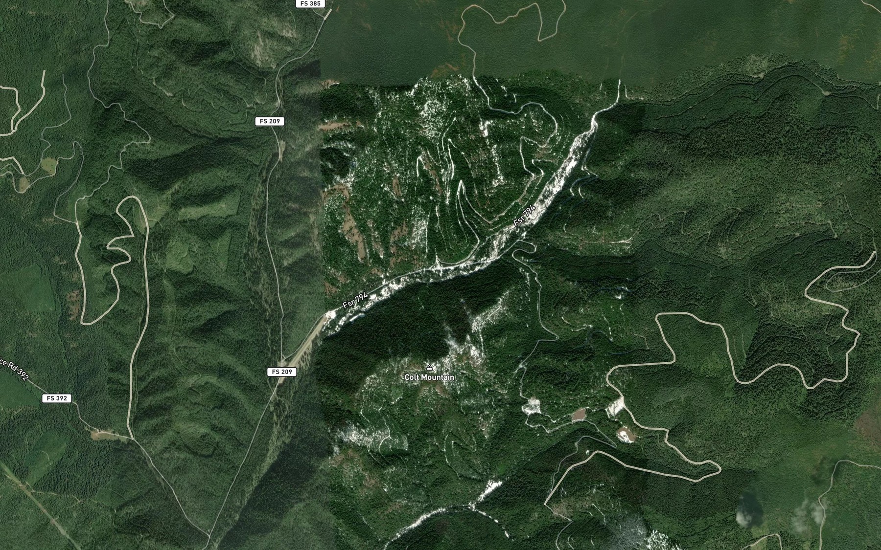Satellite map of the Lead Creek