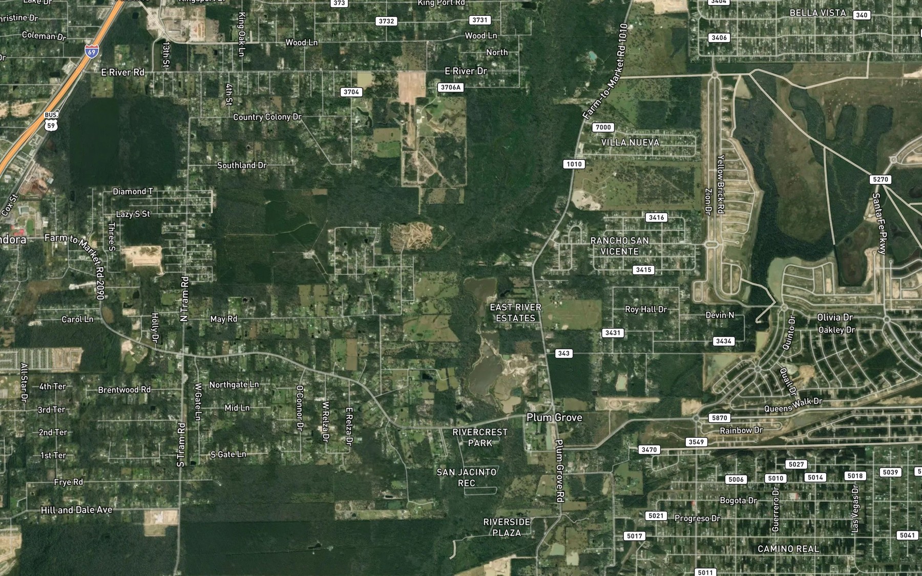 Satellite map of the Cow Branch