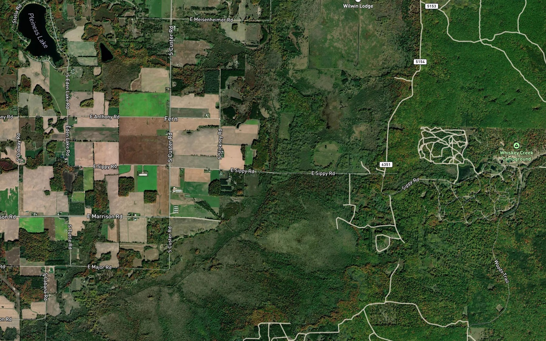 Satellite map of the Whiskey Creek