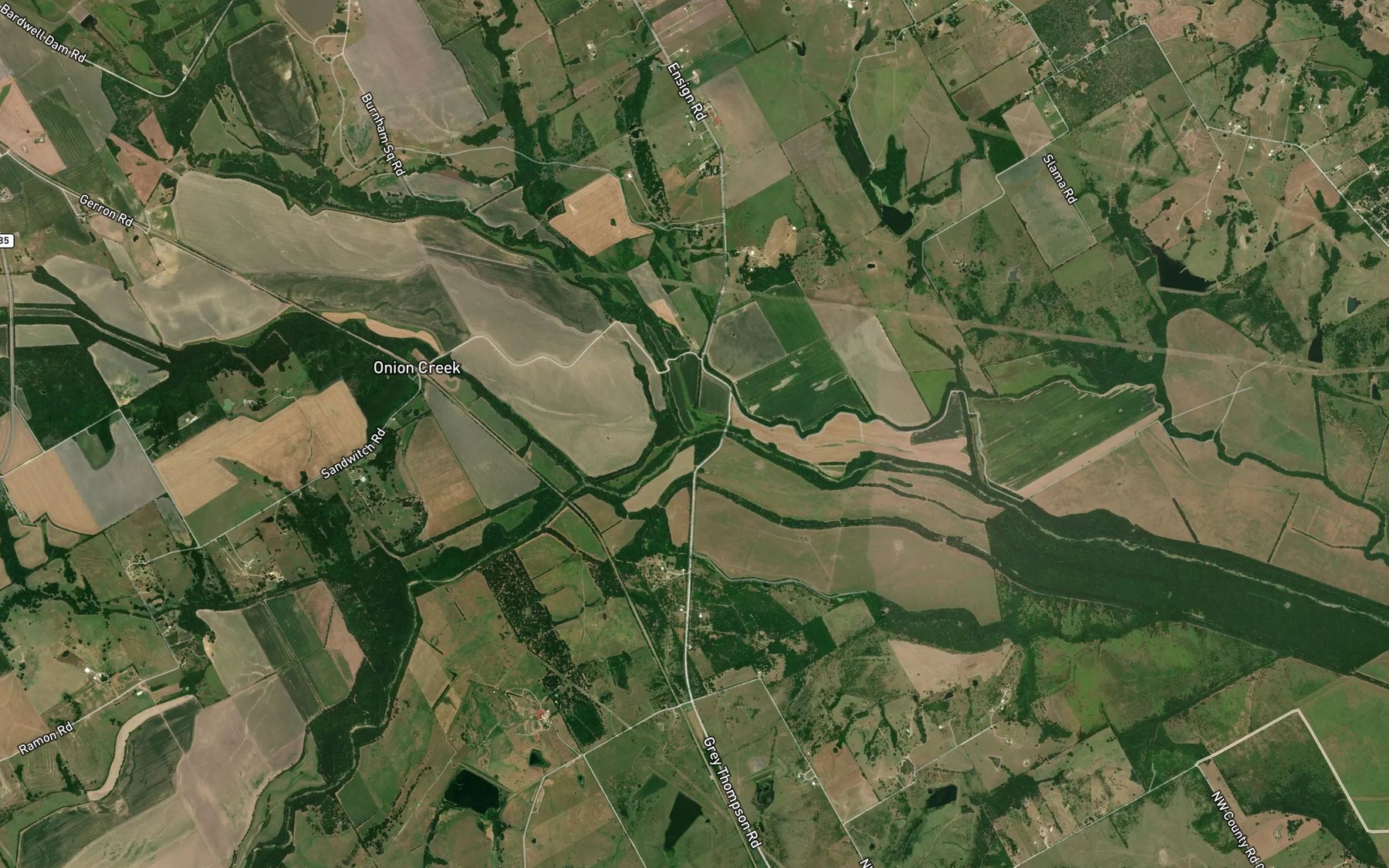 Satellite map of the Waxahachie Creek