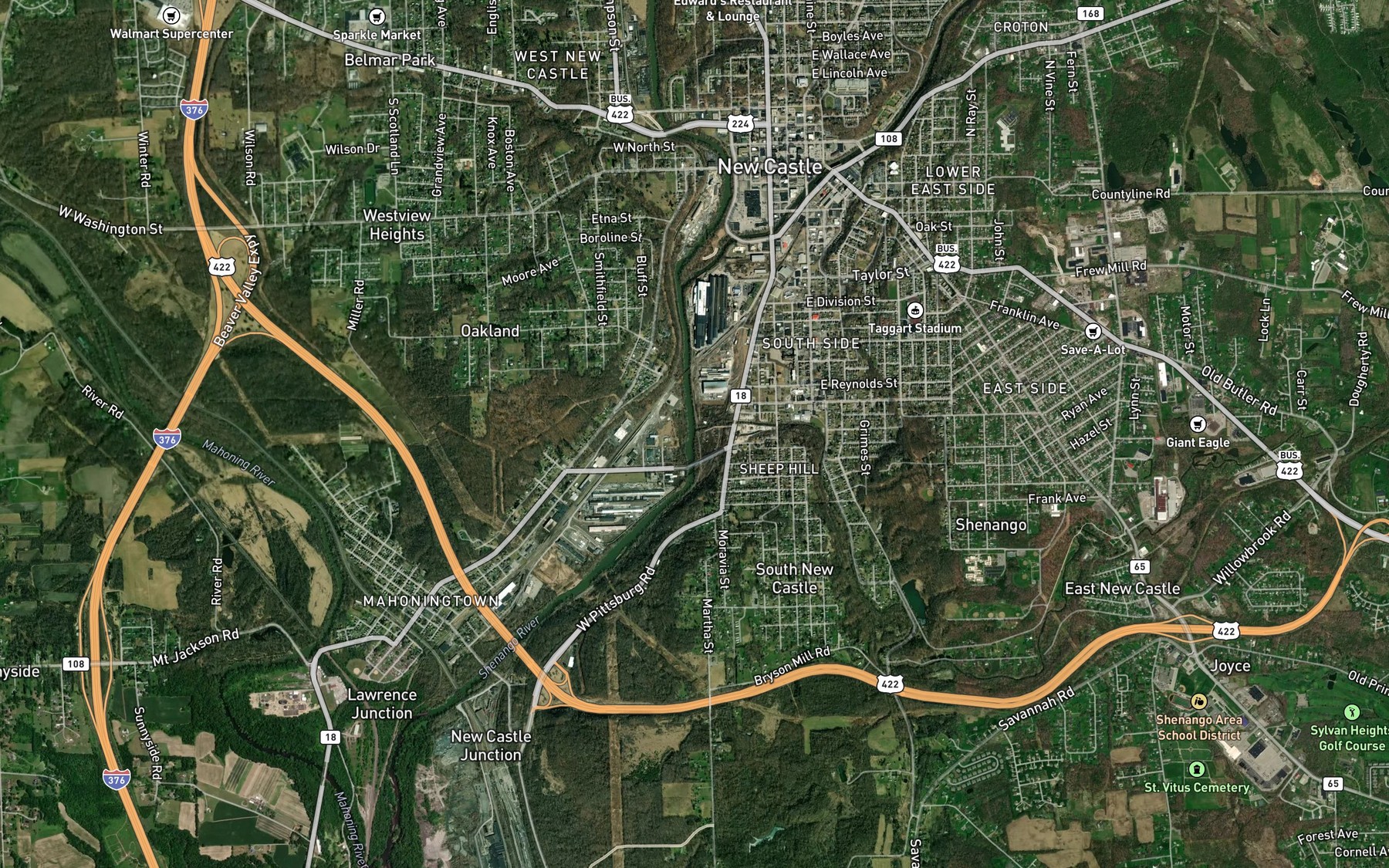 Satellite map of the Big Run