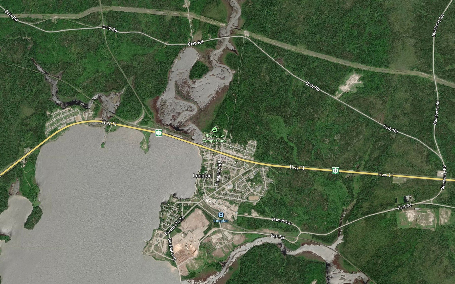 Satellite map of the Longlac Bay
