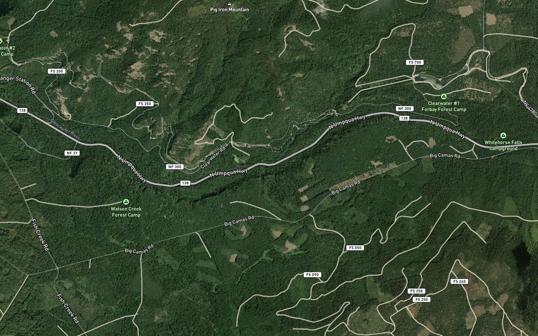 Satellite map of the Maple Creek