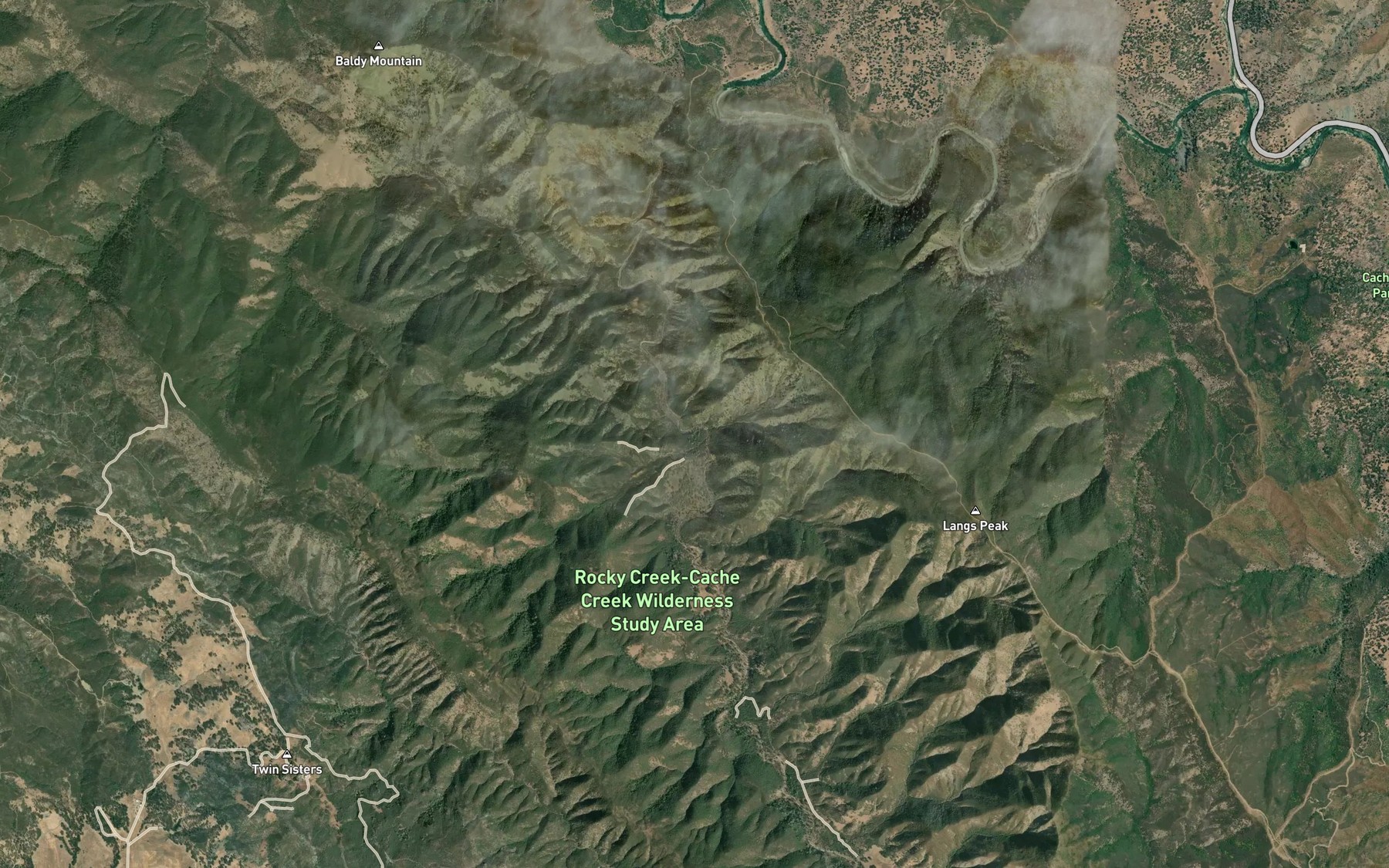 Satellite map of the Davis Creek