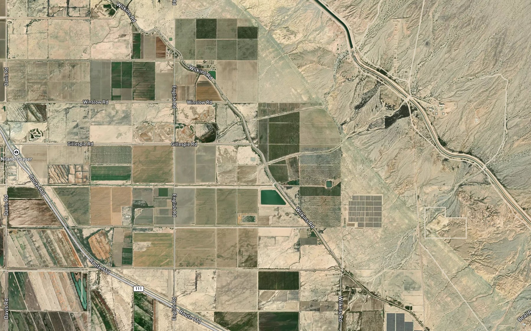 Satellite map of the Iris Wash