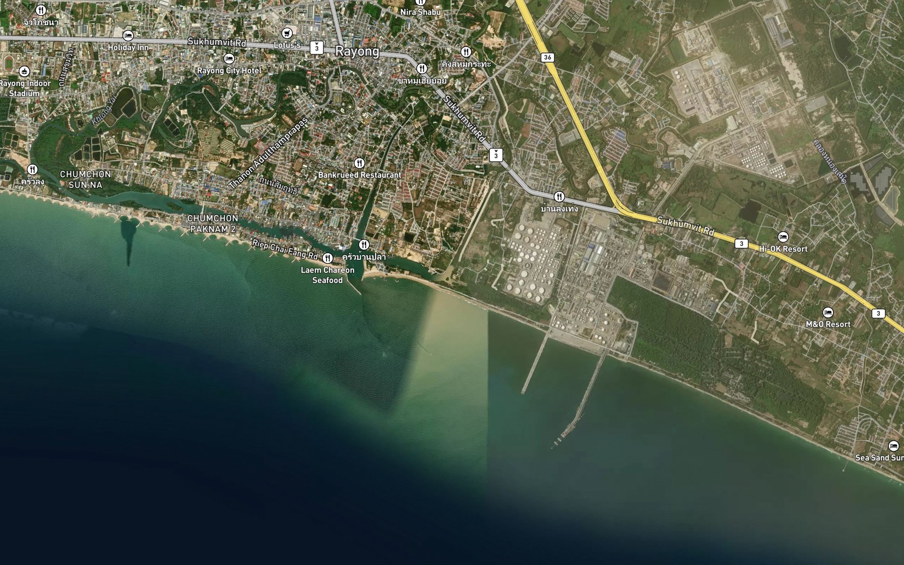 Satellite map of the Mae Nam Rayong