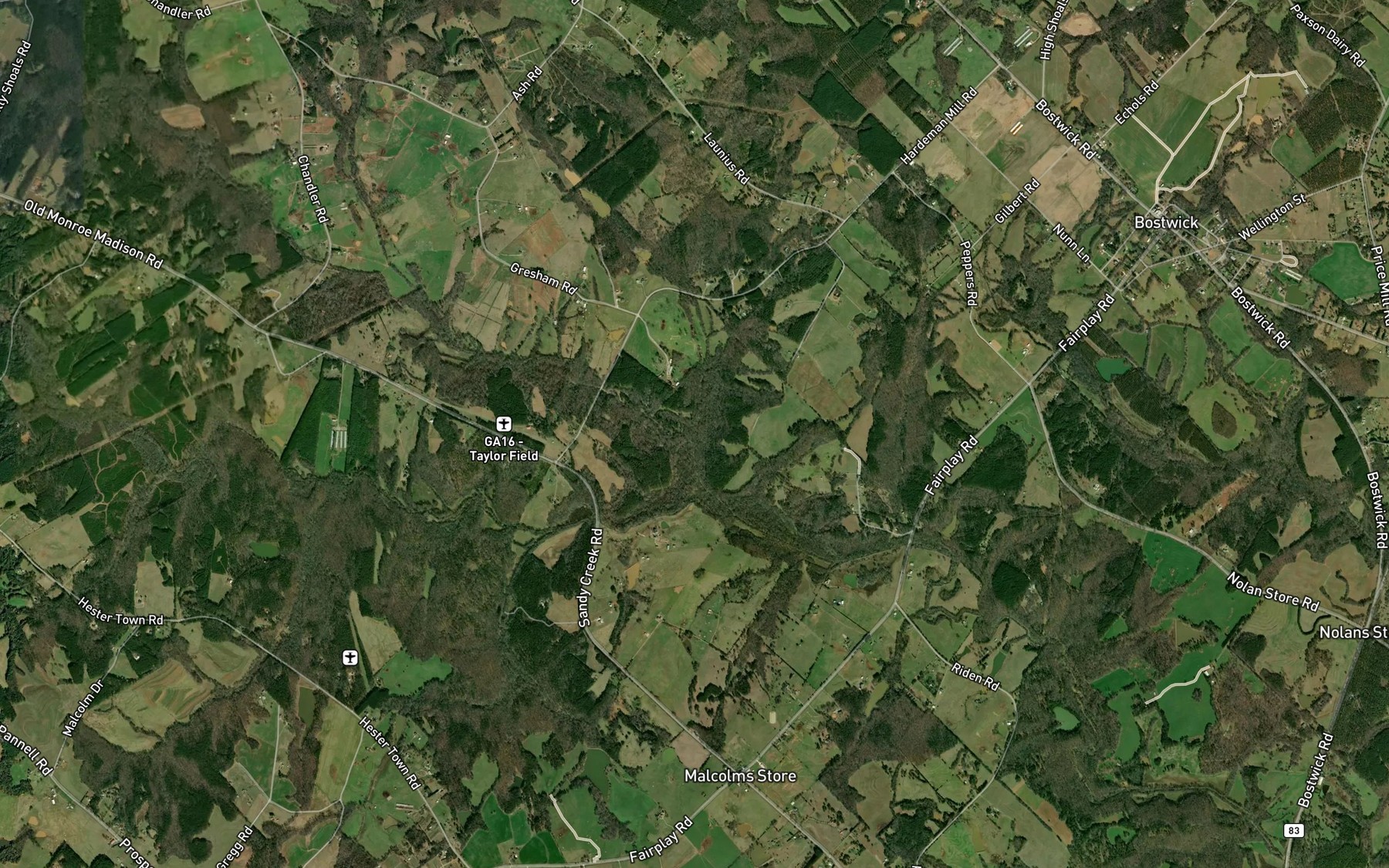 Satellite map of the Turkey Creek