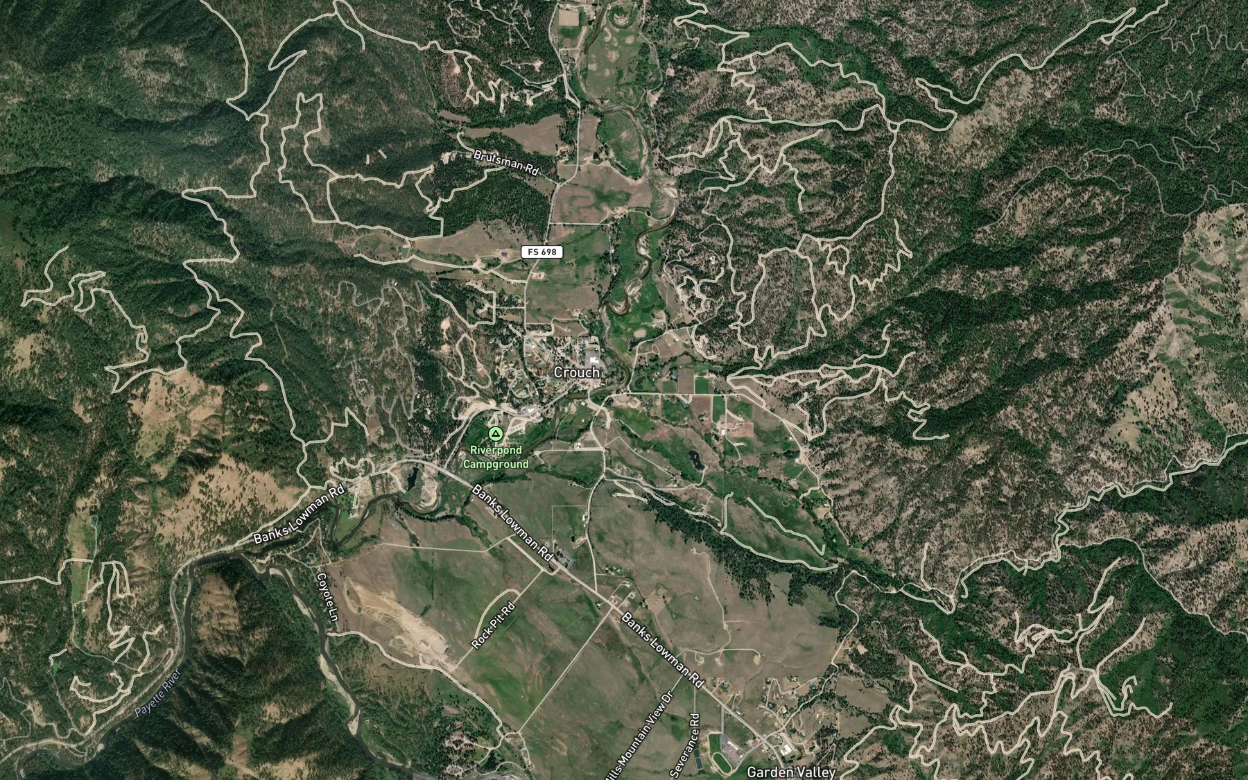 Satellite map of the Anderson Creek