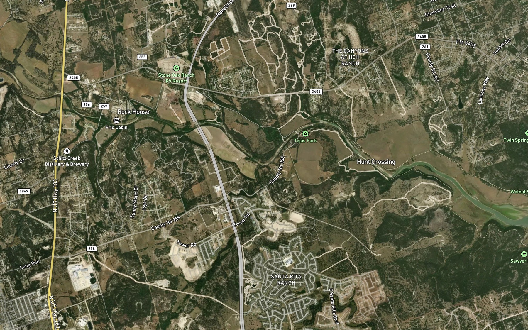 Satellite map of the Sowes Branch