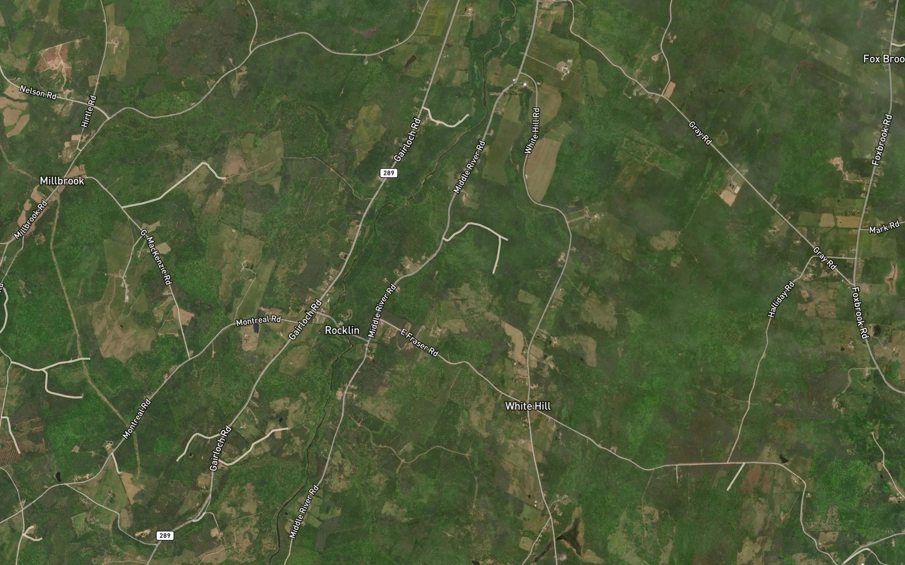 Satellite map of the Mill Brook