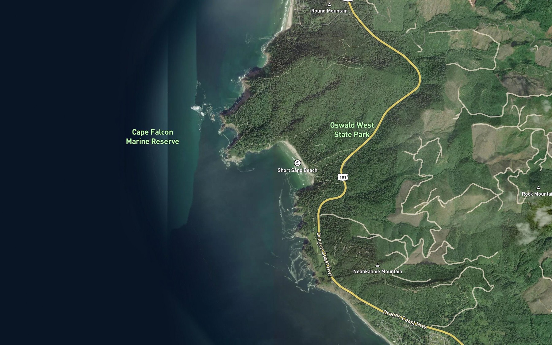 Satellite map of the Smuggler Cove