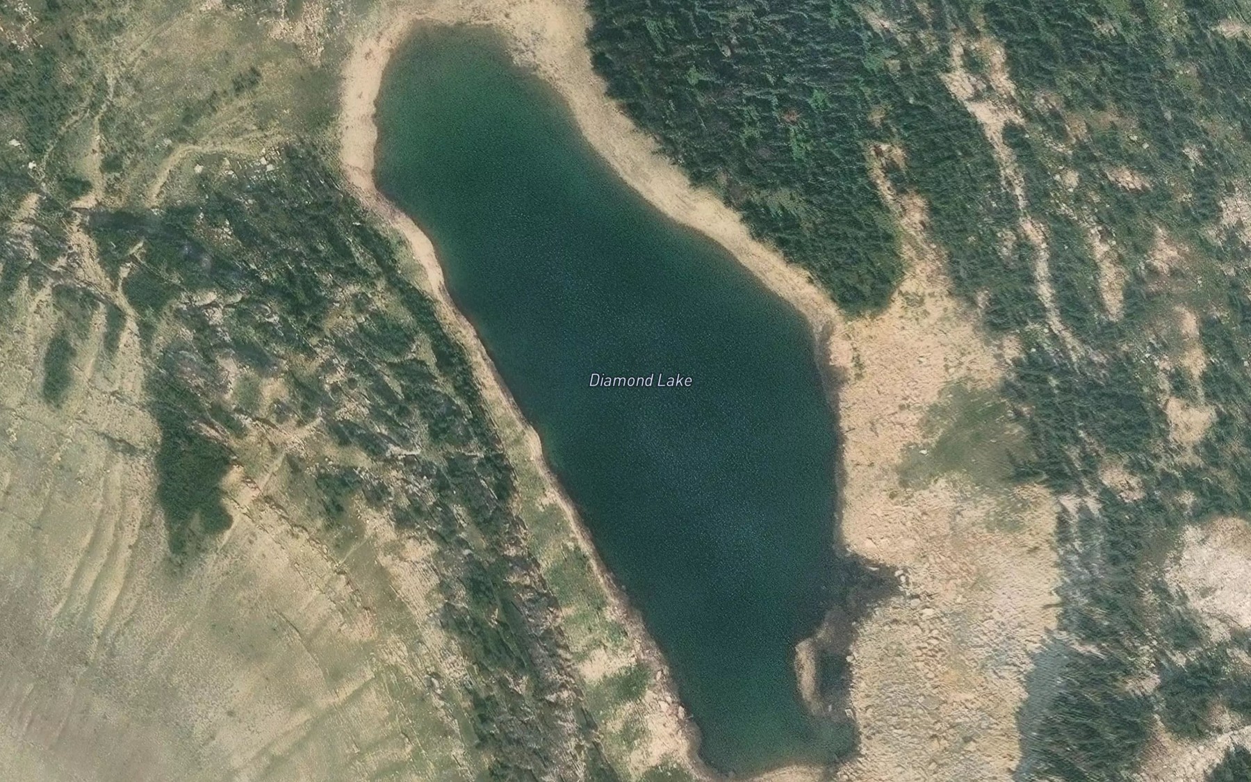 Satellite map of the Diamond Lake