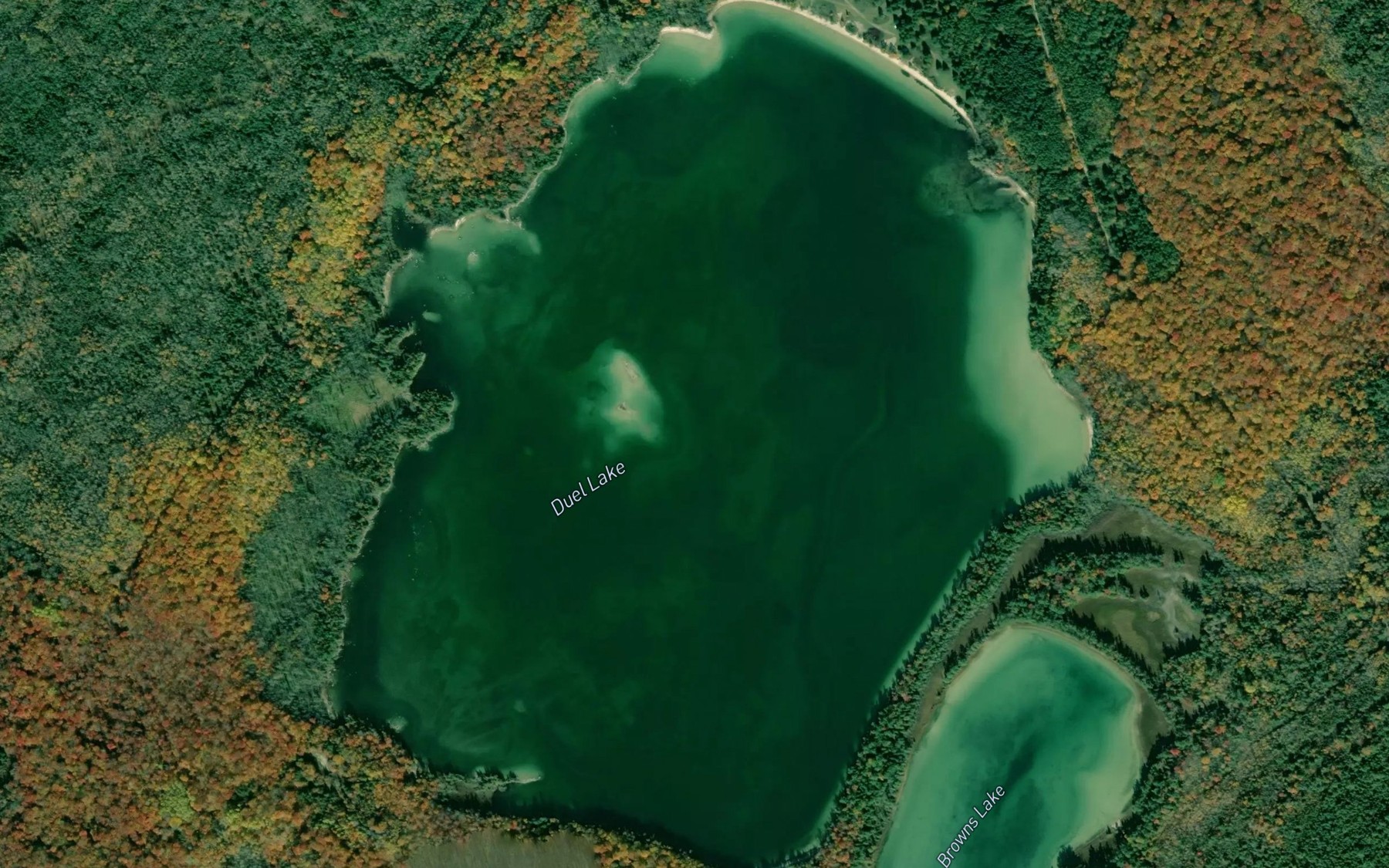 Satellite map of the Duel Lake
