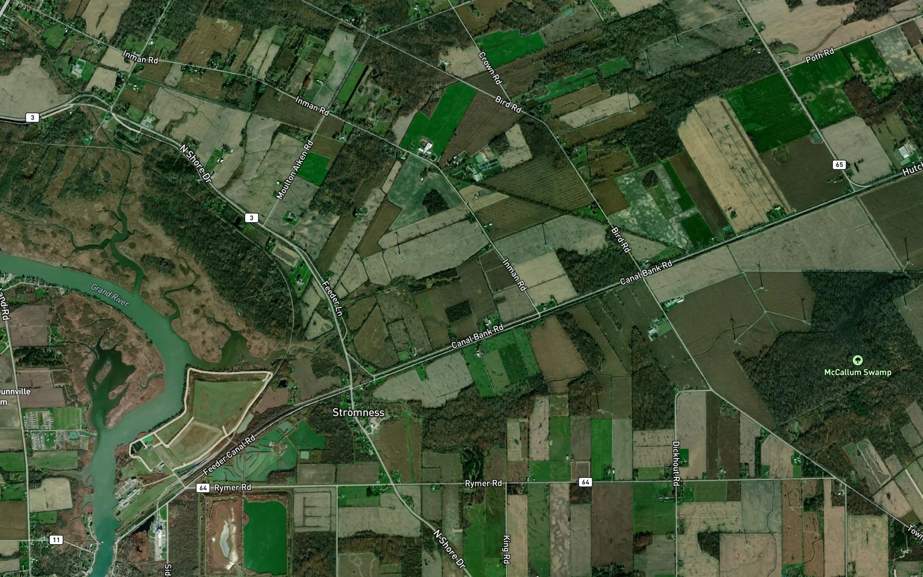 Satellite map of the West Kelly Drain