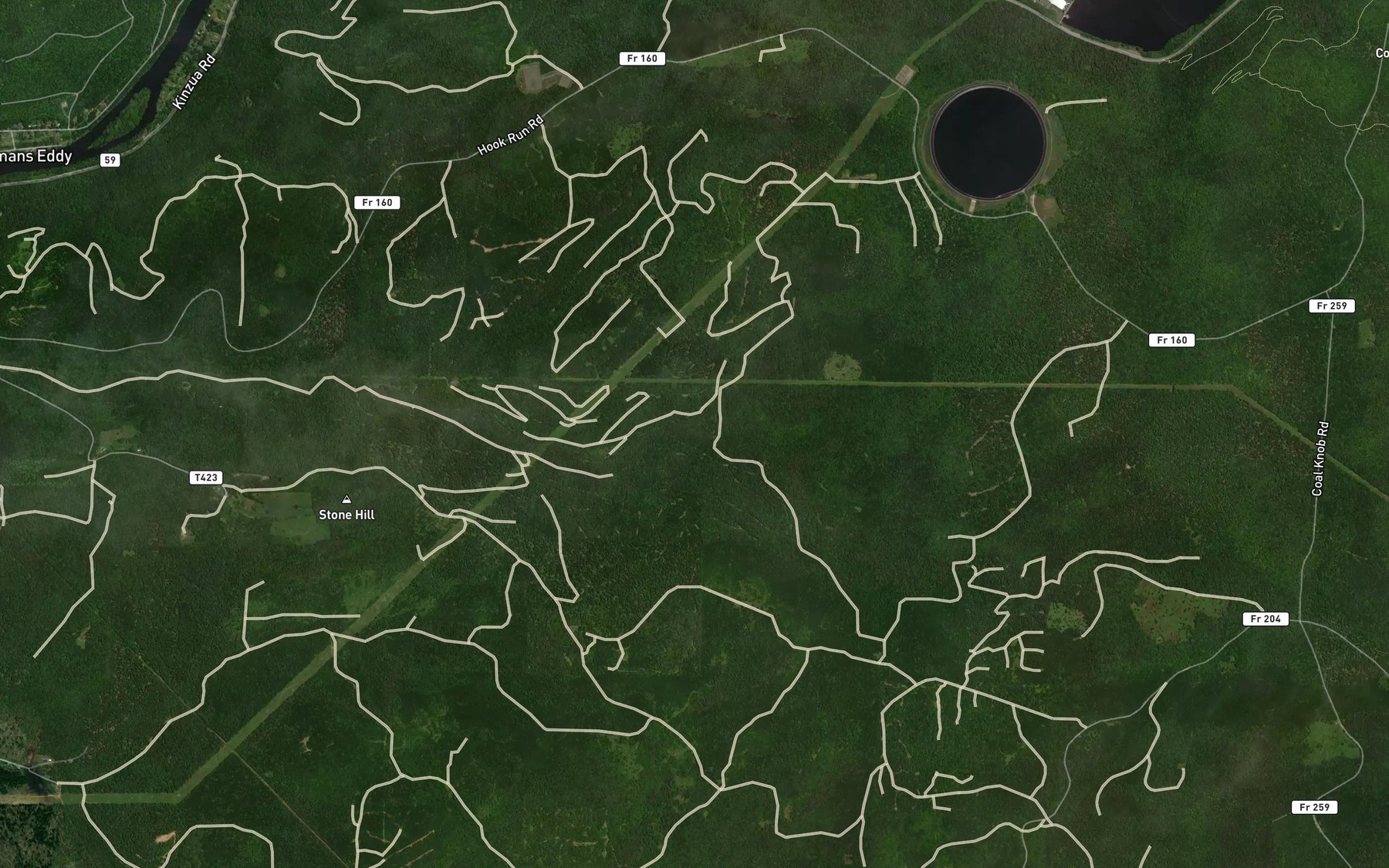 Satellite map of the Fluent Run
