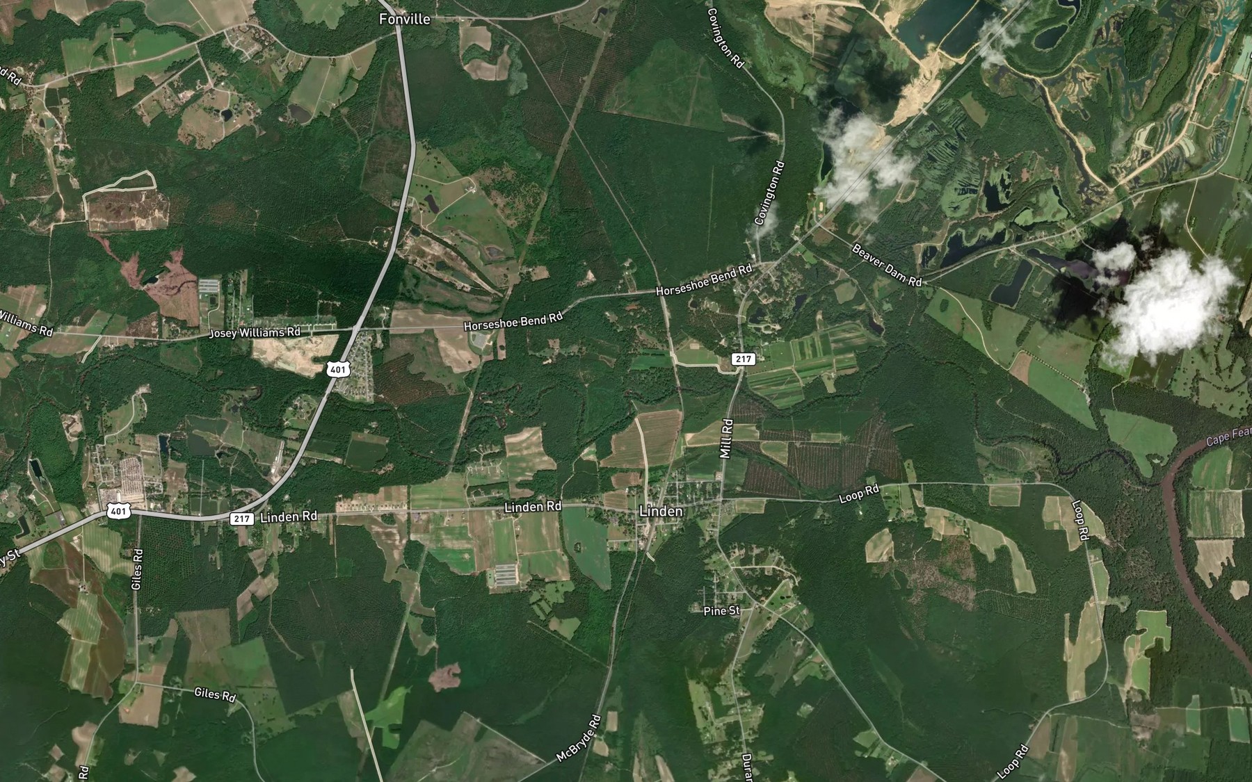 Satellite map of the Stewarts Creek