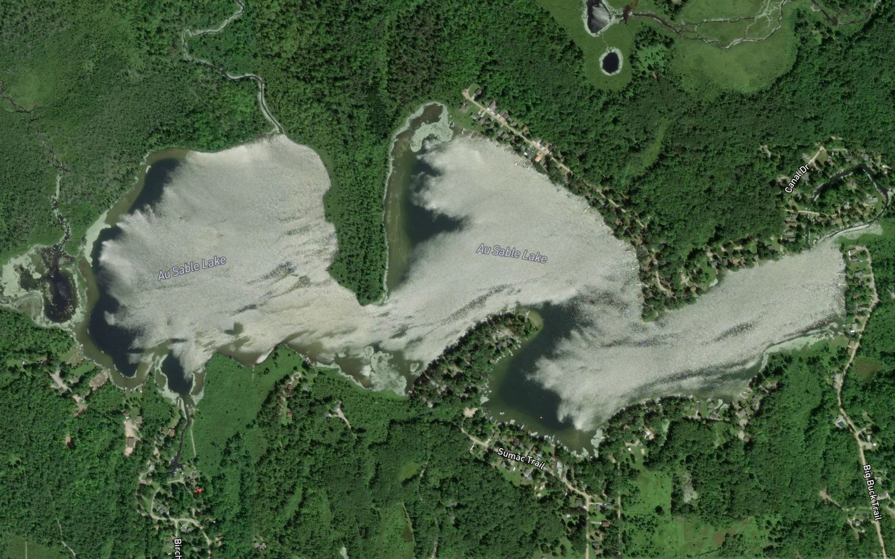 Satellite map of the Au Sable Creek
