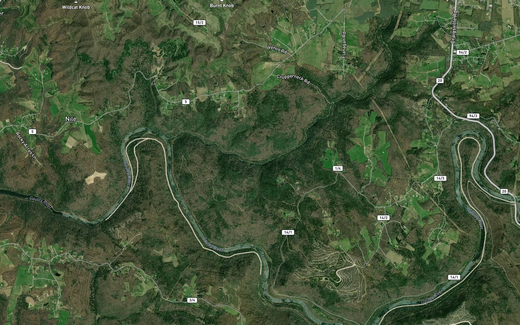 Satellite map of the Little Run