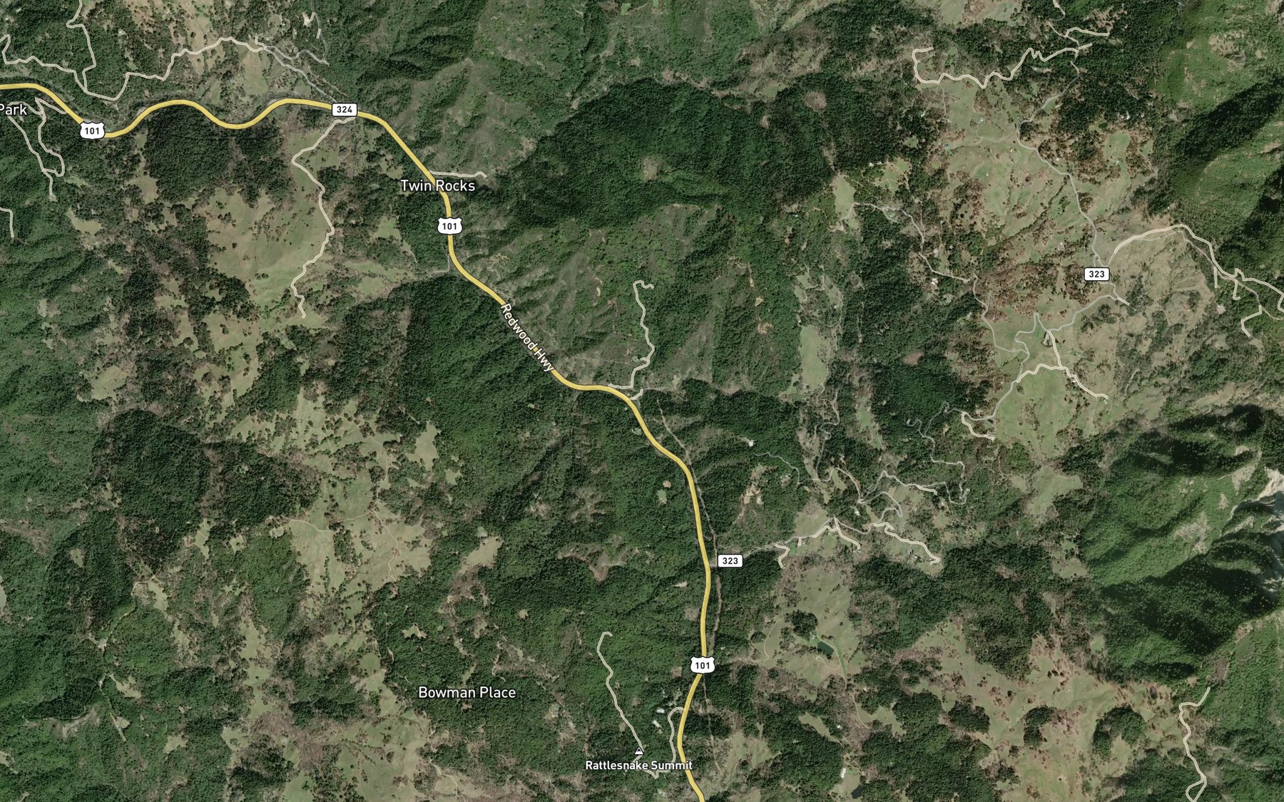 Satellite map of the Grapewine Creek