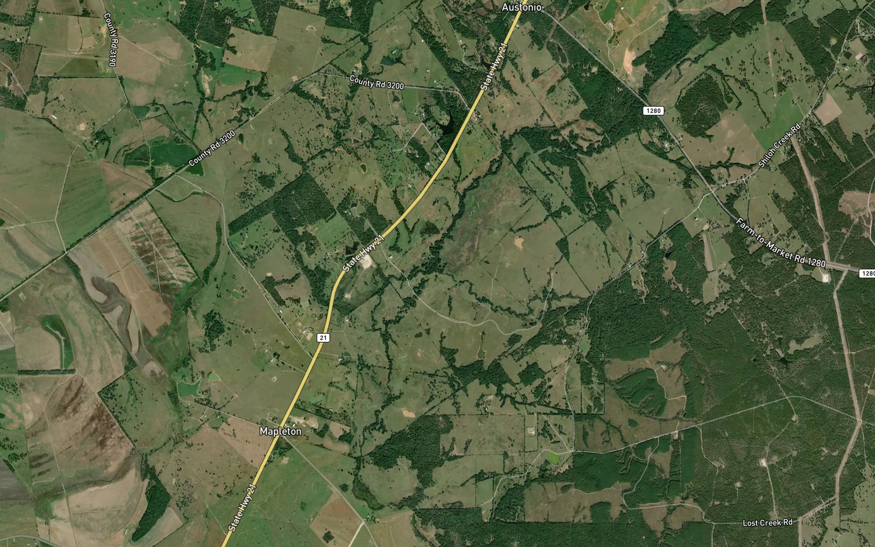 Satellite map of the Georgia Camp Creek