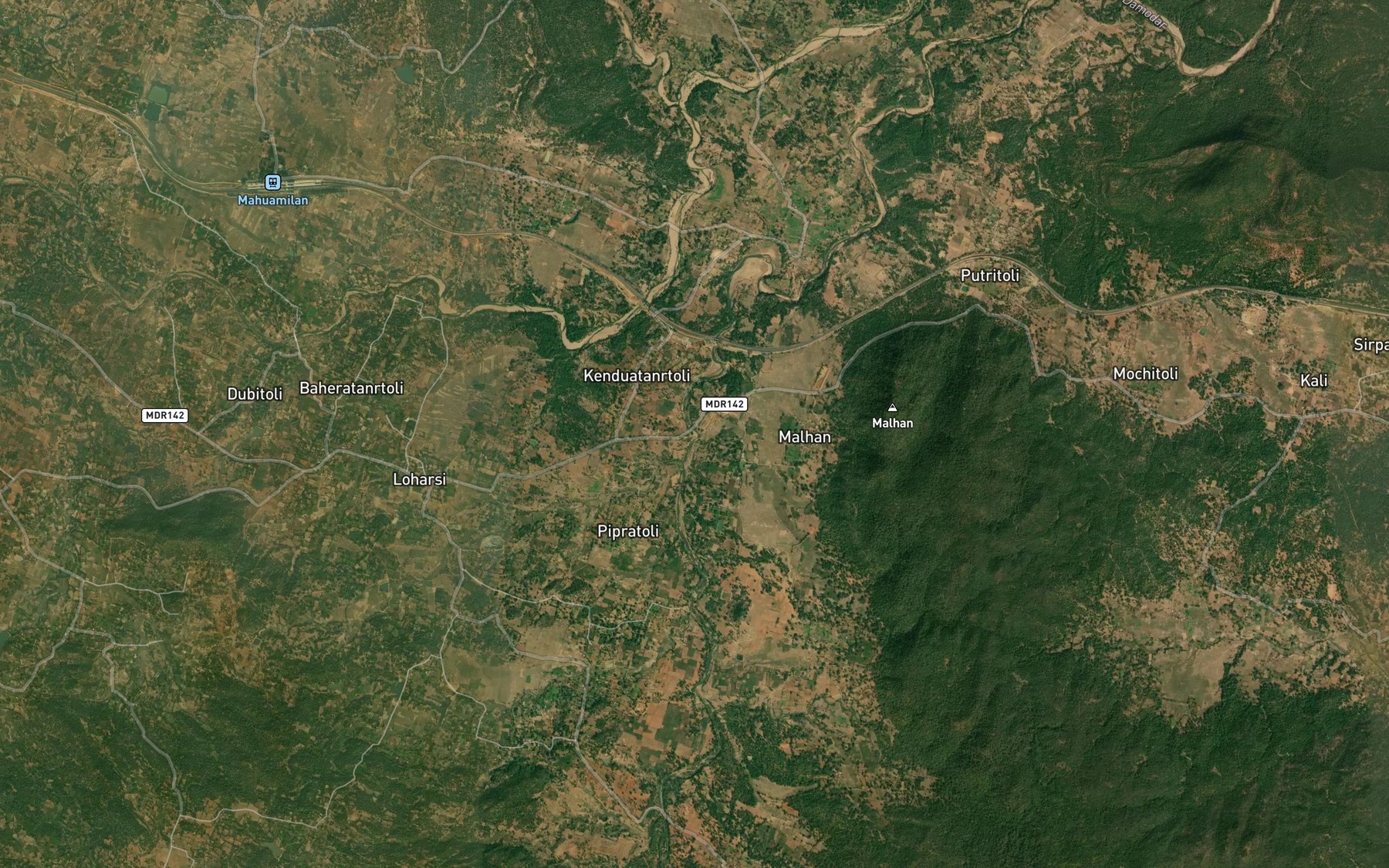 Satellite map of the Dhangarha Nadi